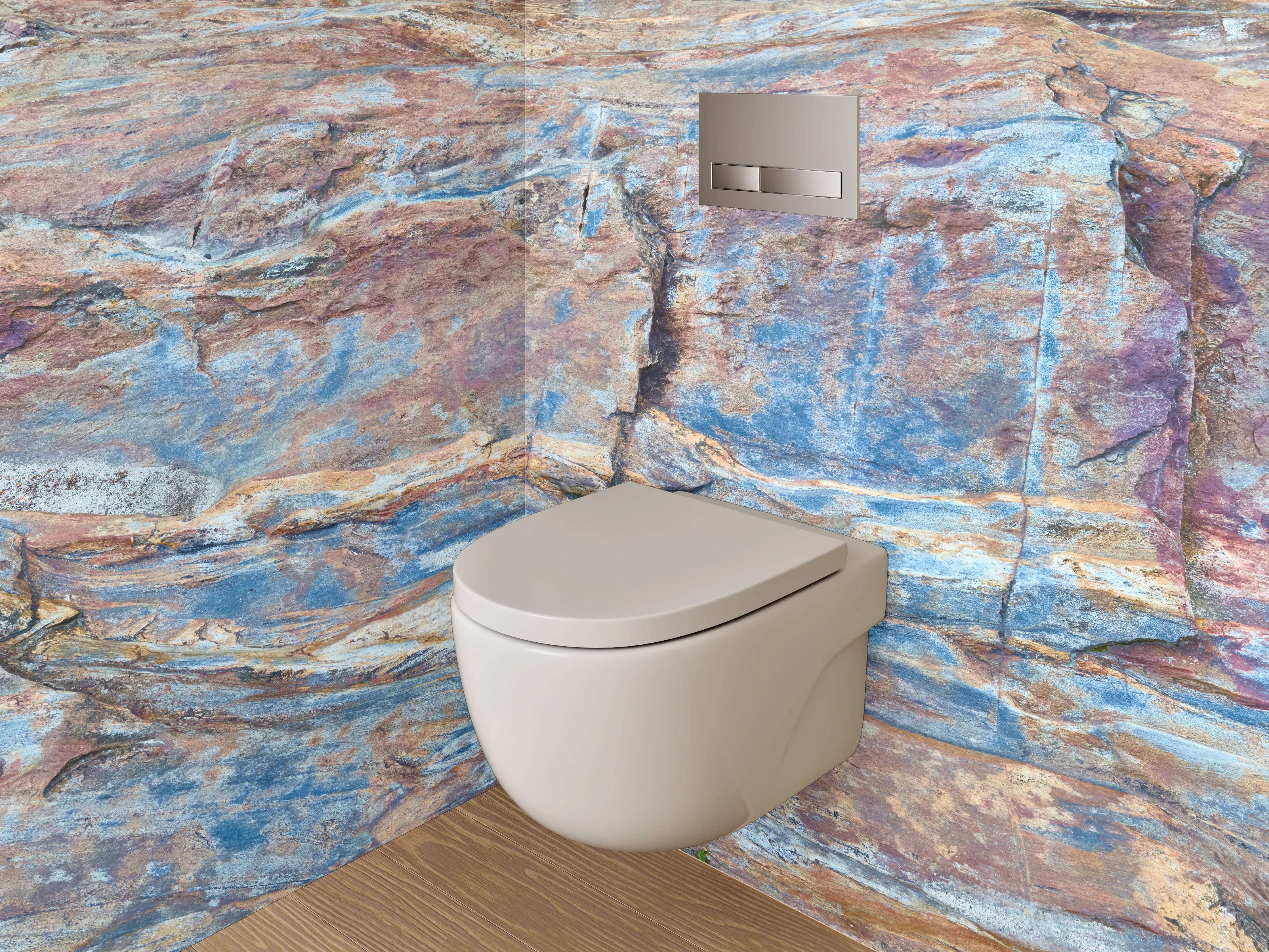 WC-Rückwand - Farbig geschichtete Felsstruktur Wandmotiv