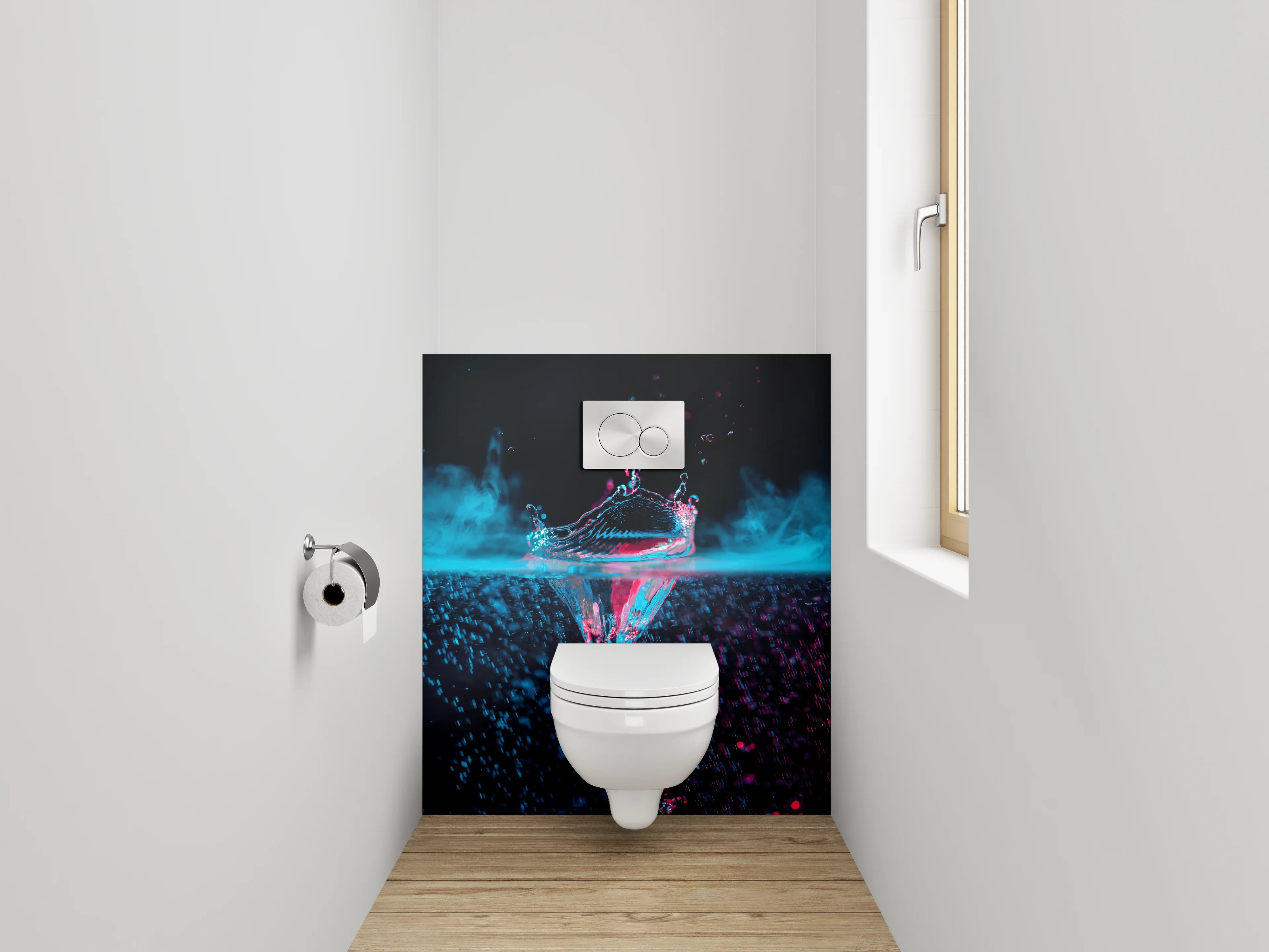 WC-Rückwand - Farbspritzer Wasserfoto Neonstil