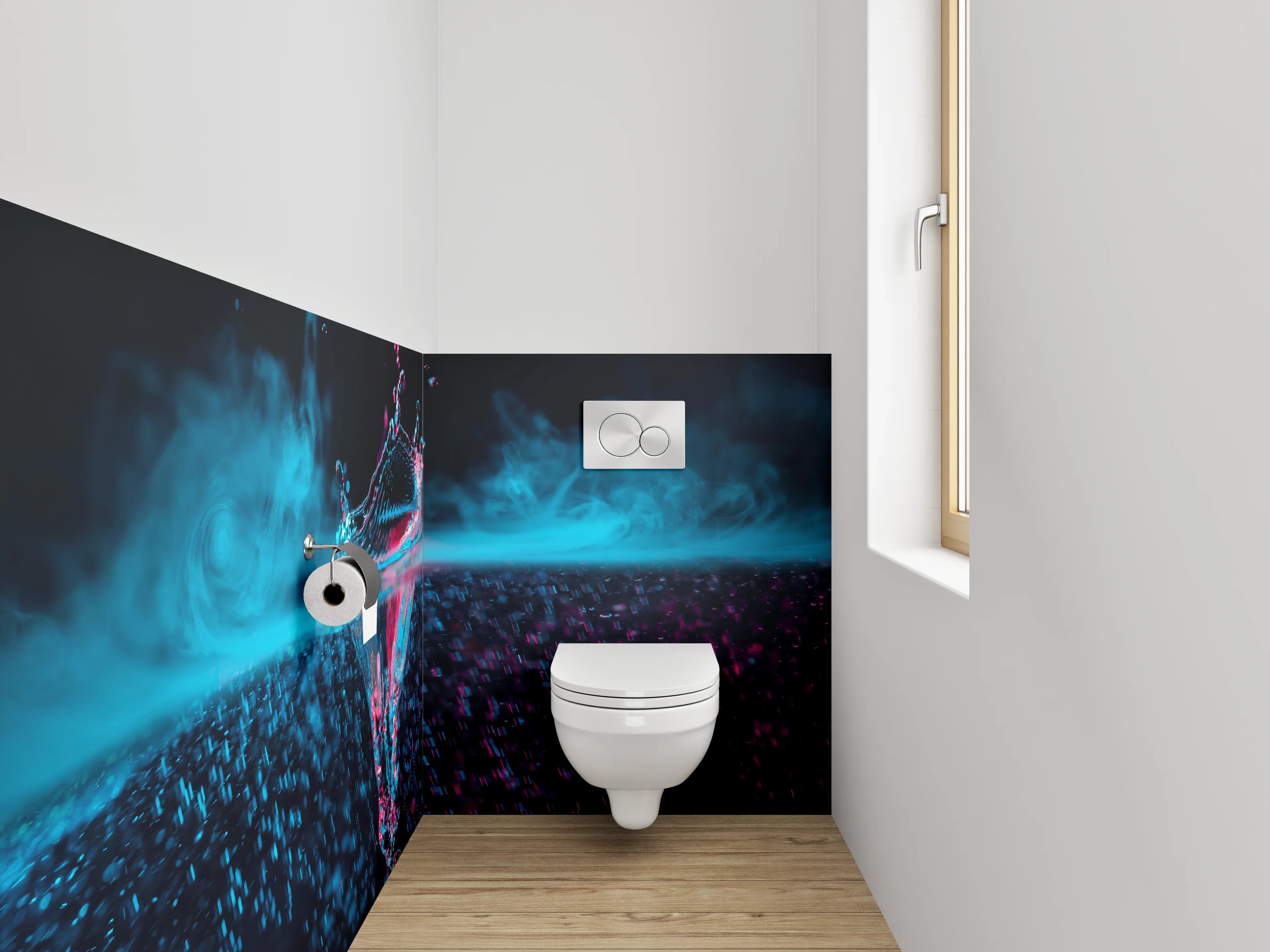 WC-Rückwand - Farbspritzer Wasserfoto Neonstil