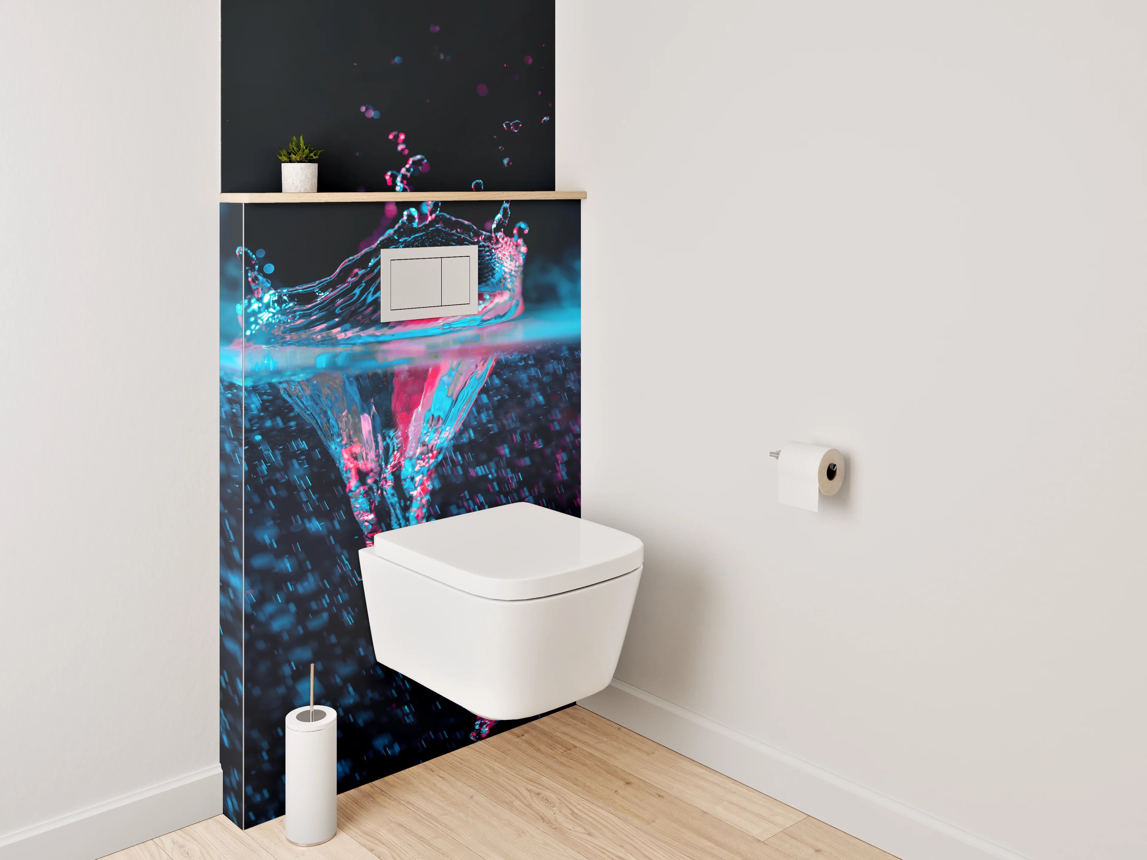 WC-Rückwand - Farbspritzer Wasserfoto Neonstil
