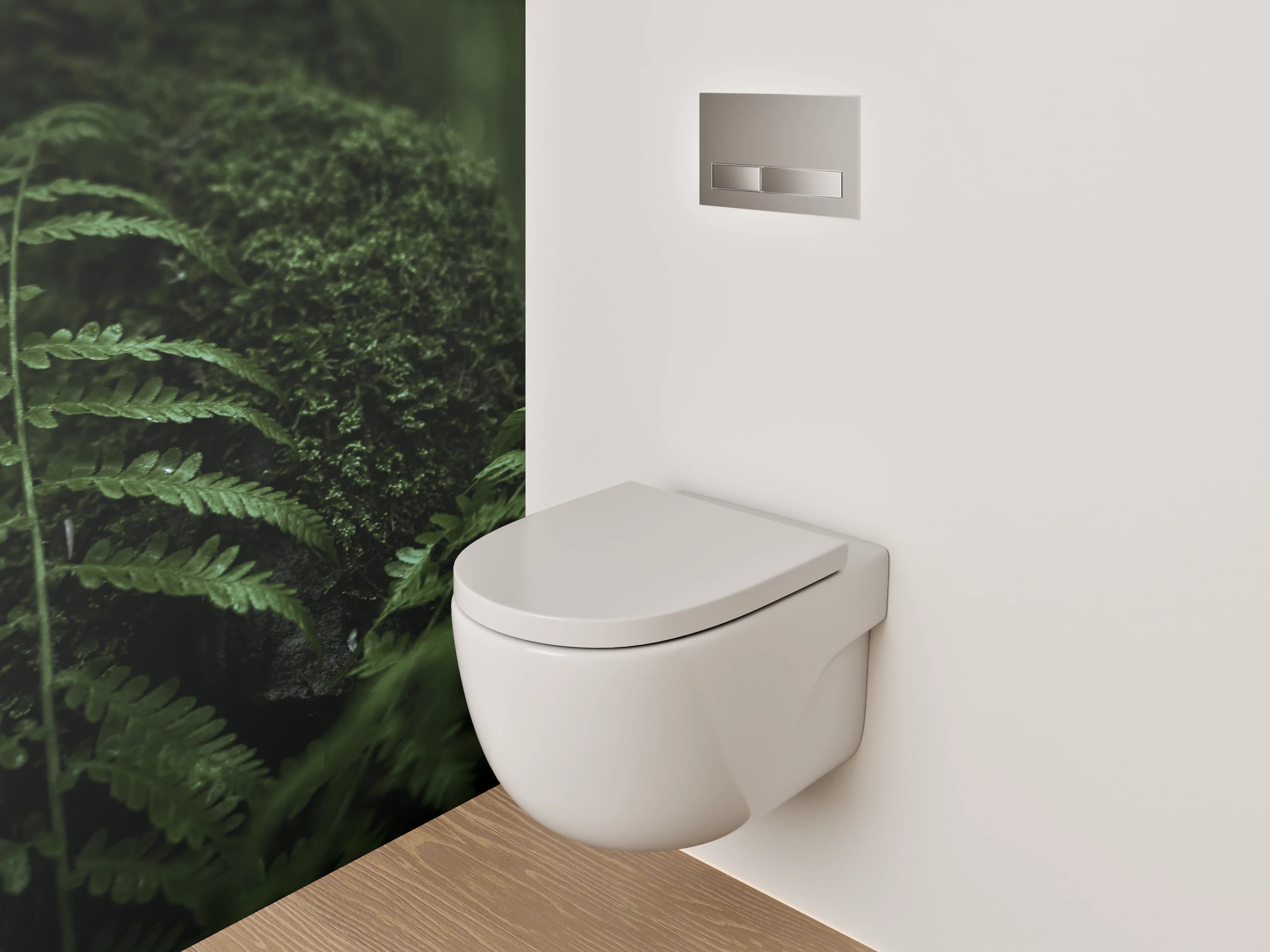 WC-Rückwand - Farnmoos im grünen Waldflair