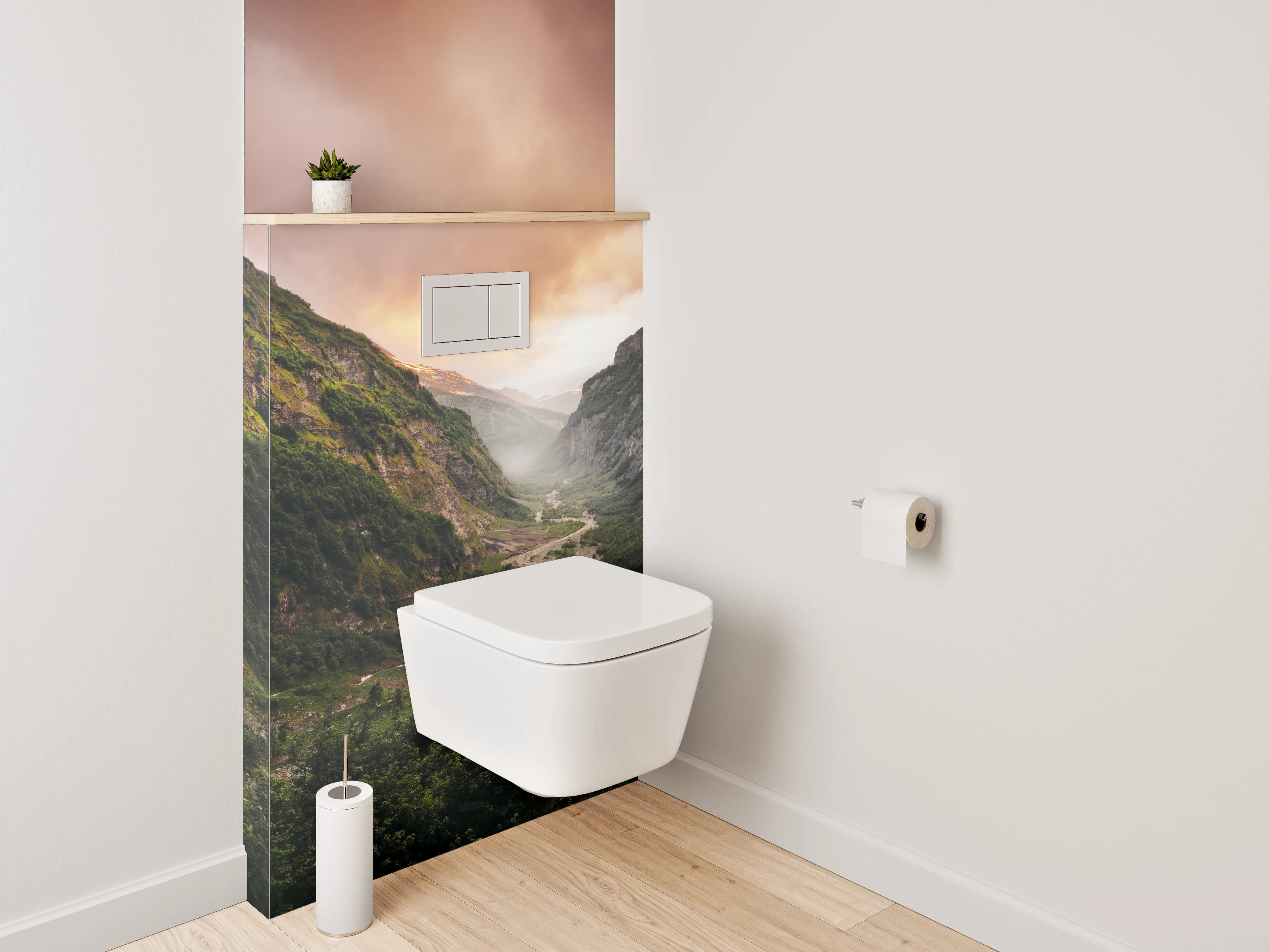 WC-Rückwand - Faszinierende Berglandschaft mit dramatischem Himmel