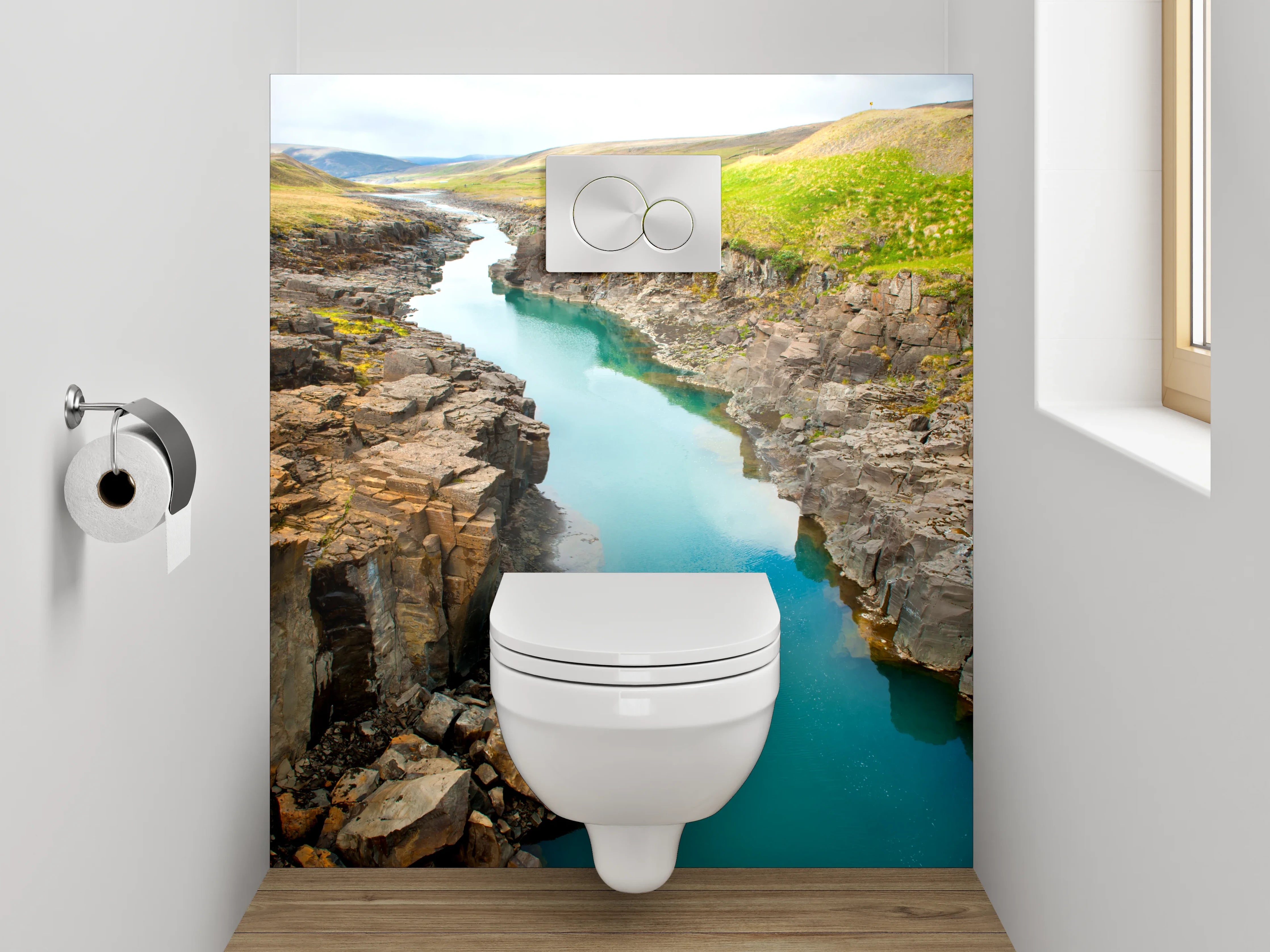 WC-Rückwand - Faszinierende Schlucht mit türkisblauem Fluss