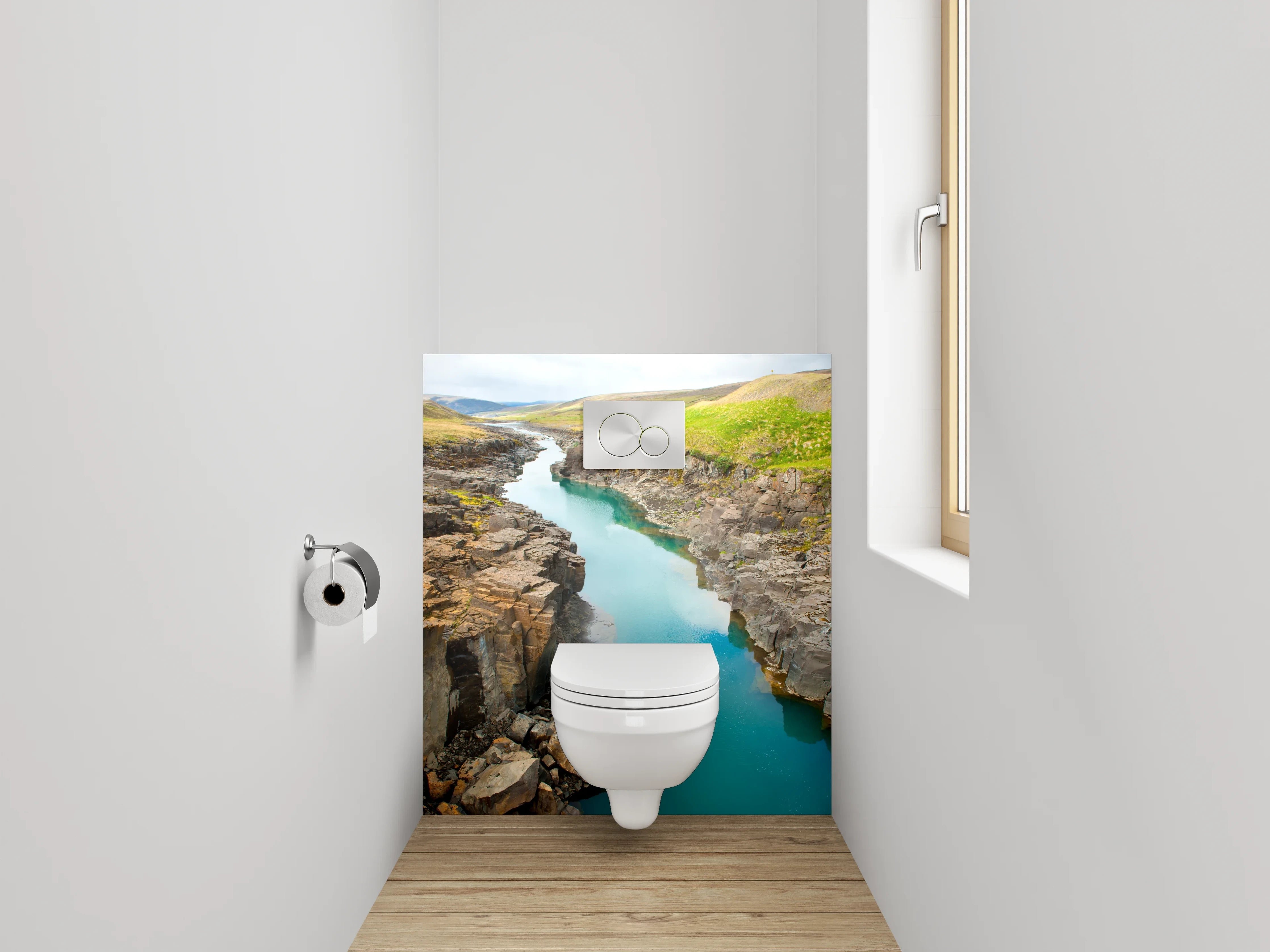 WC-Rückwand - Faszinierende Schlucht mit türkisblauem Fluss