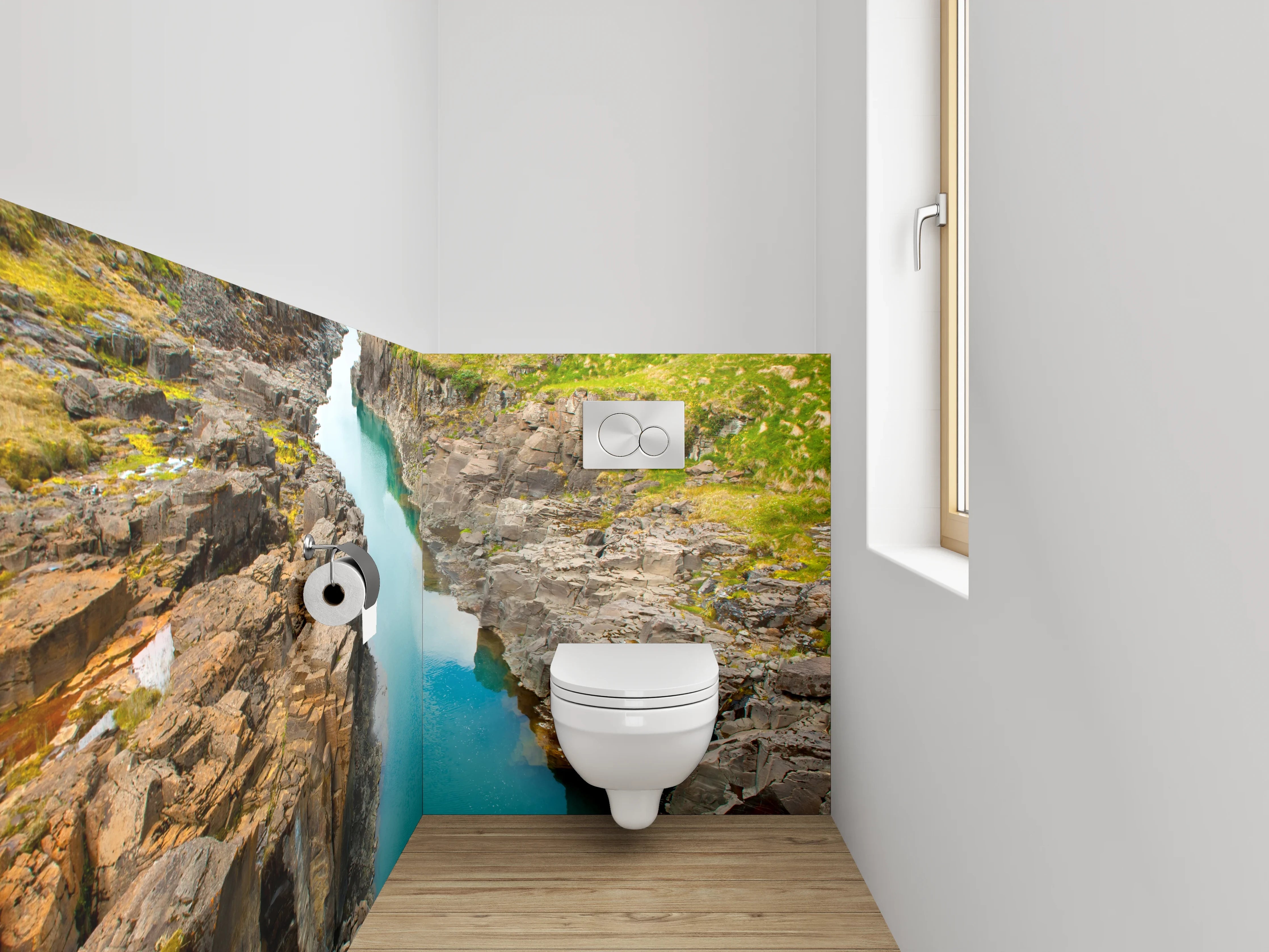WC-Rückwand - Faszinierende Schlucht mit türkisblauem Fluss