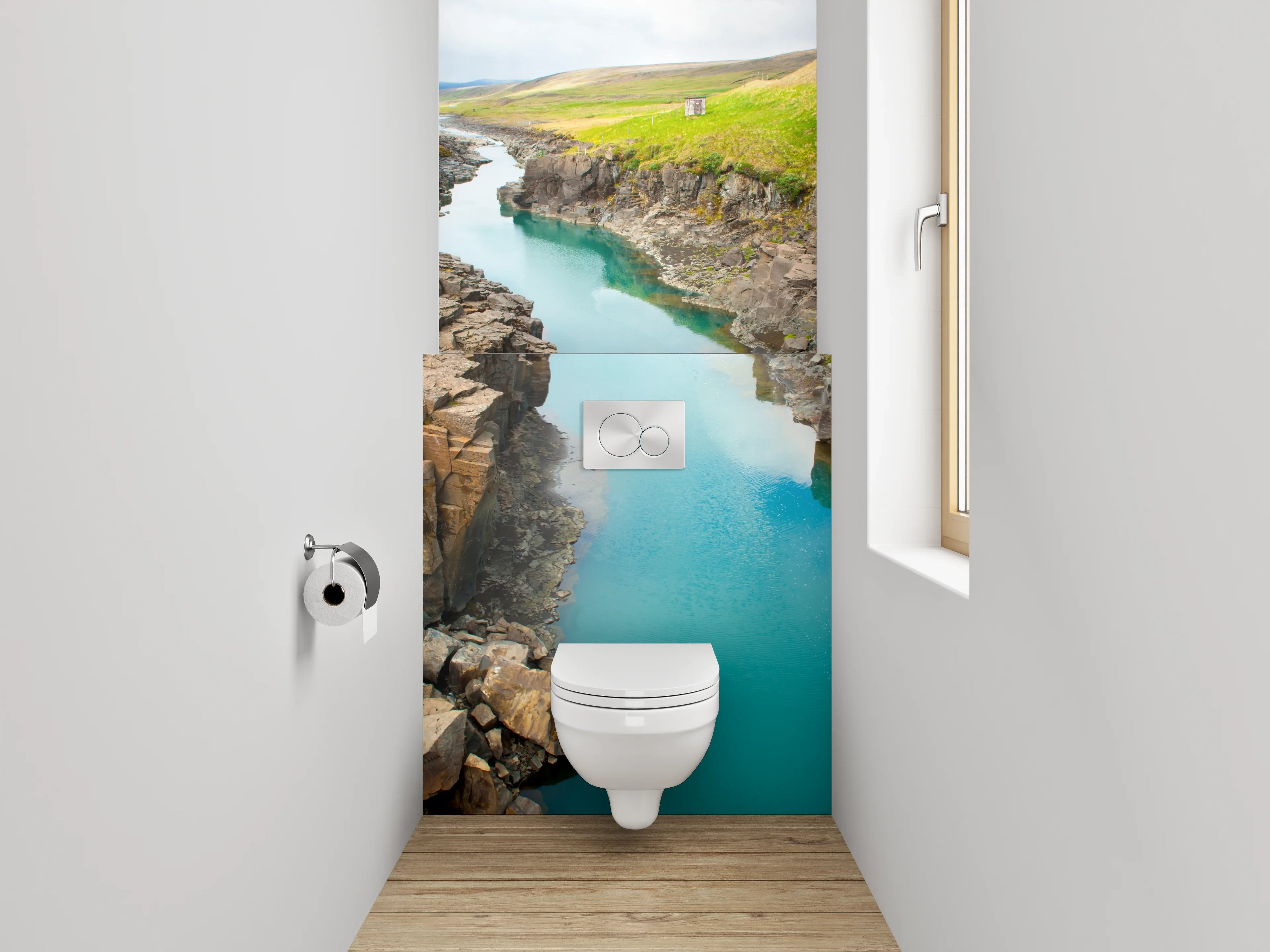 WC-Rückwand - Faszinierende Schlucht mit türkisblauem Fluss