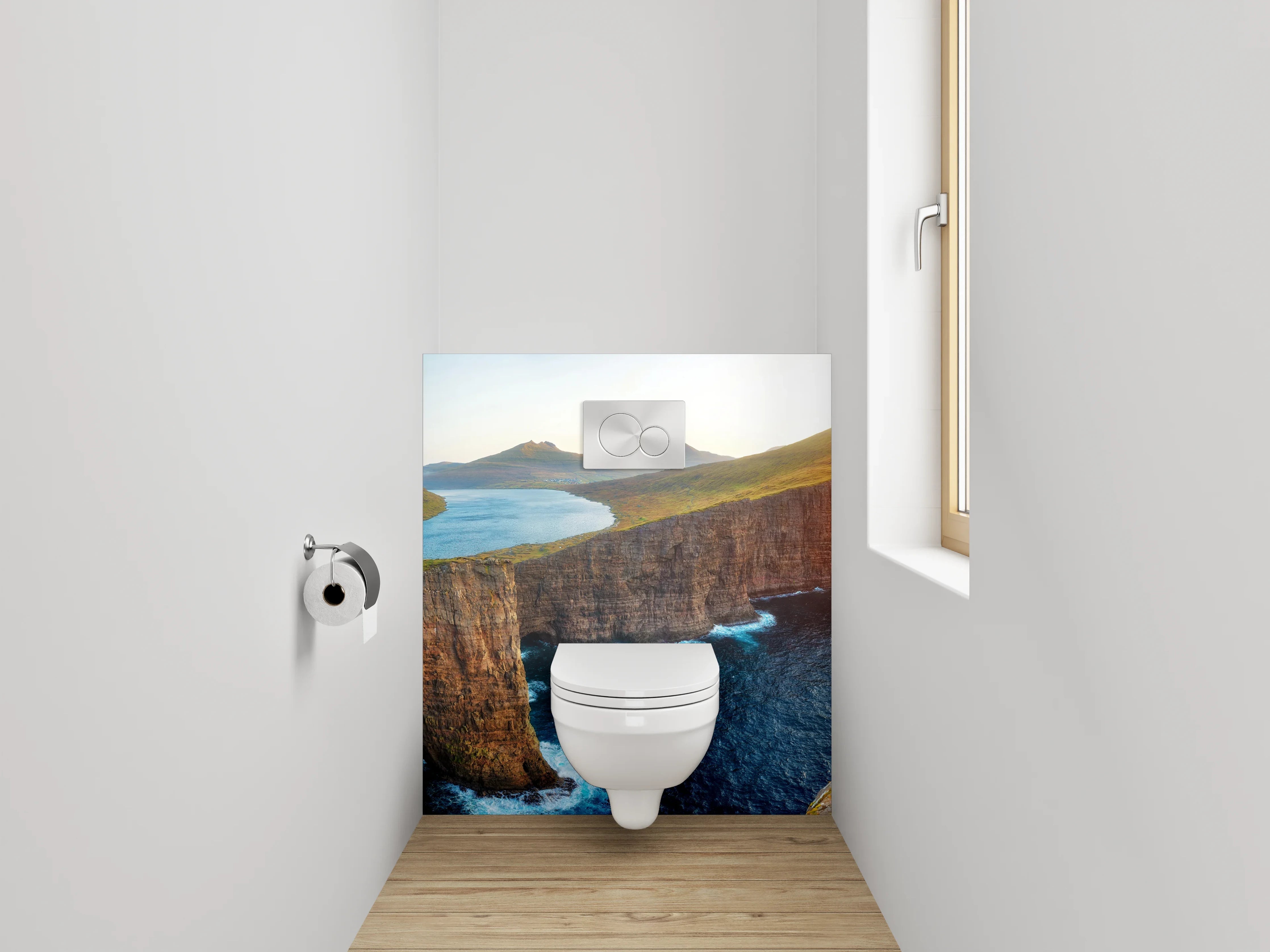 WC-Rückwand - Faszinierende Steilküste am See