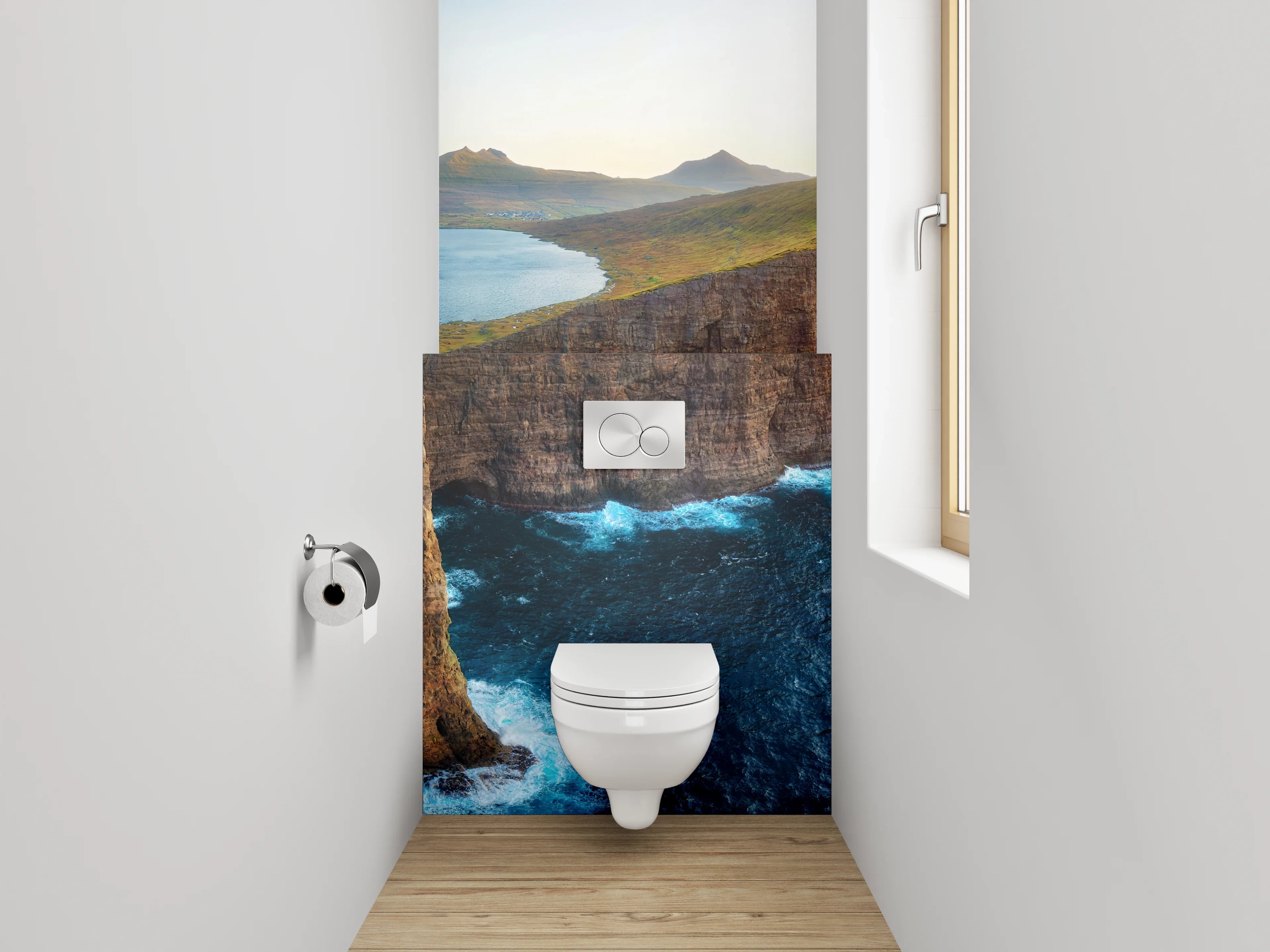 WC-Rückwand - Faszinierende Steilküste am See