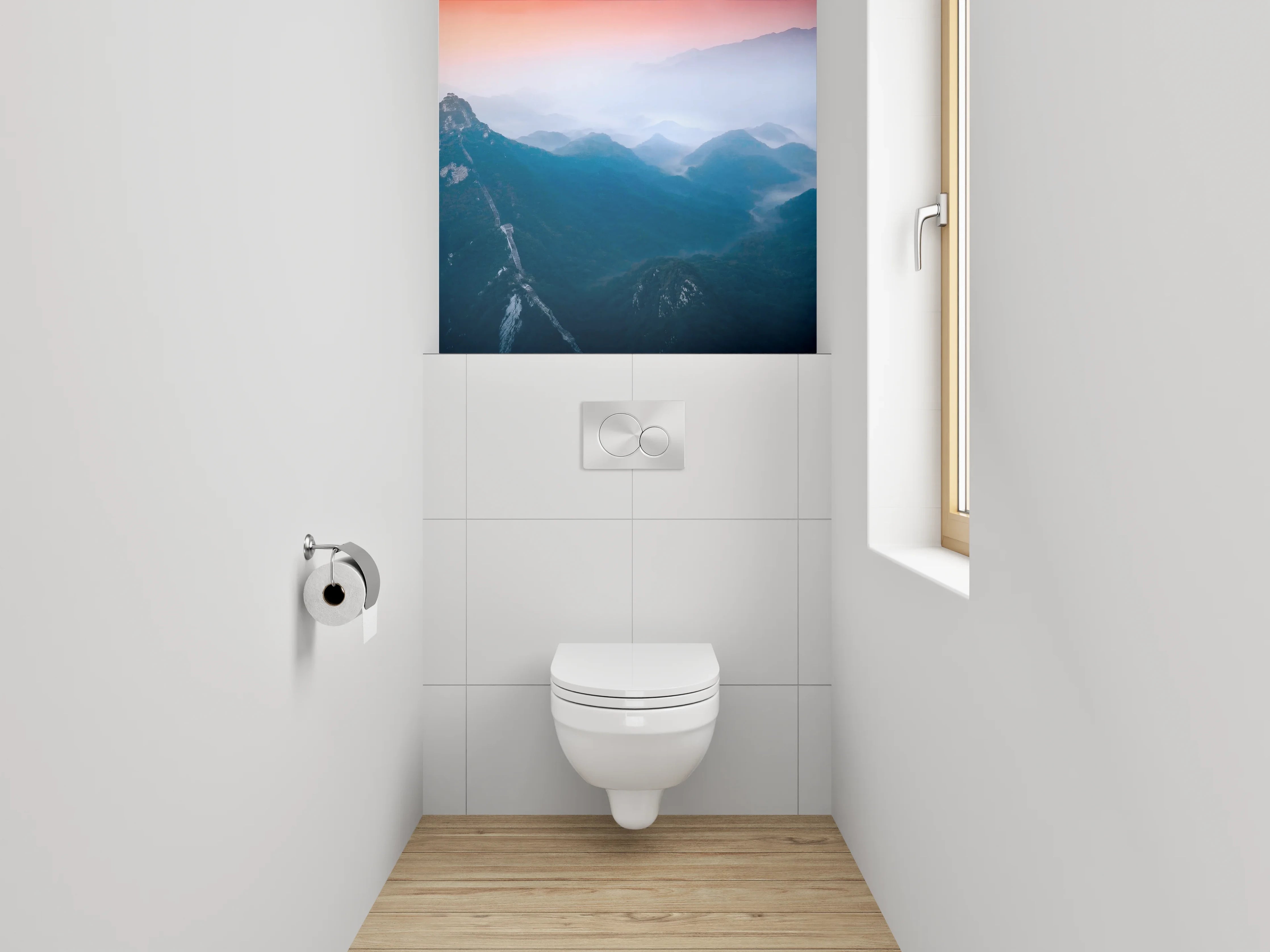 WC-Rückwand - Faszinierendes Panorama der Berglandschaft