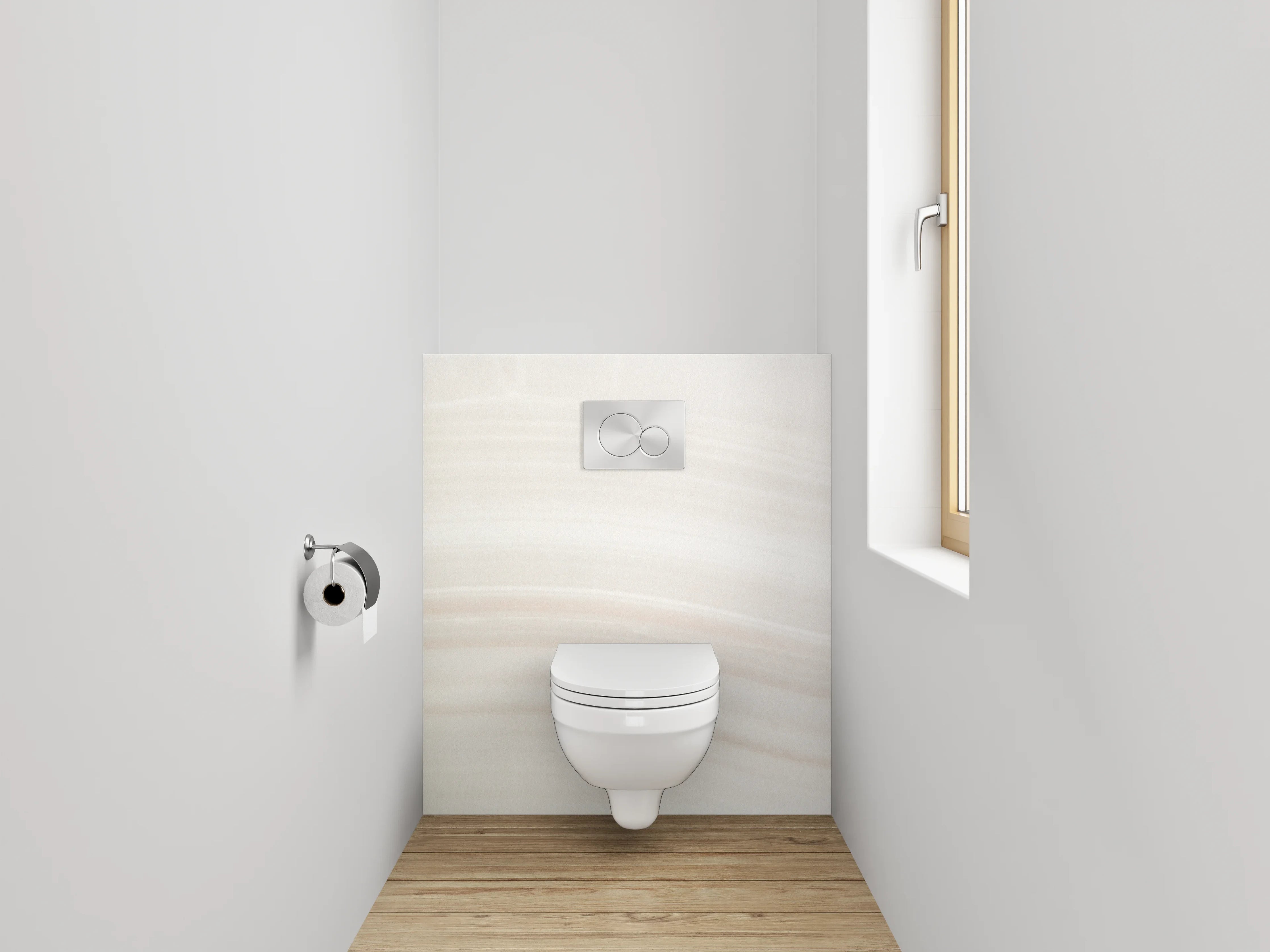 WC-Rückwand - Fein nuancierter Weiß-Grau-Marmor