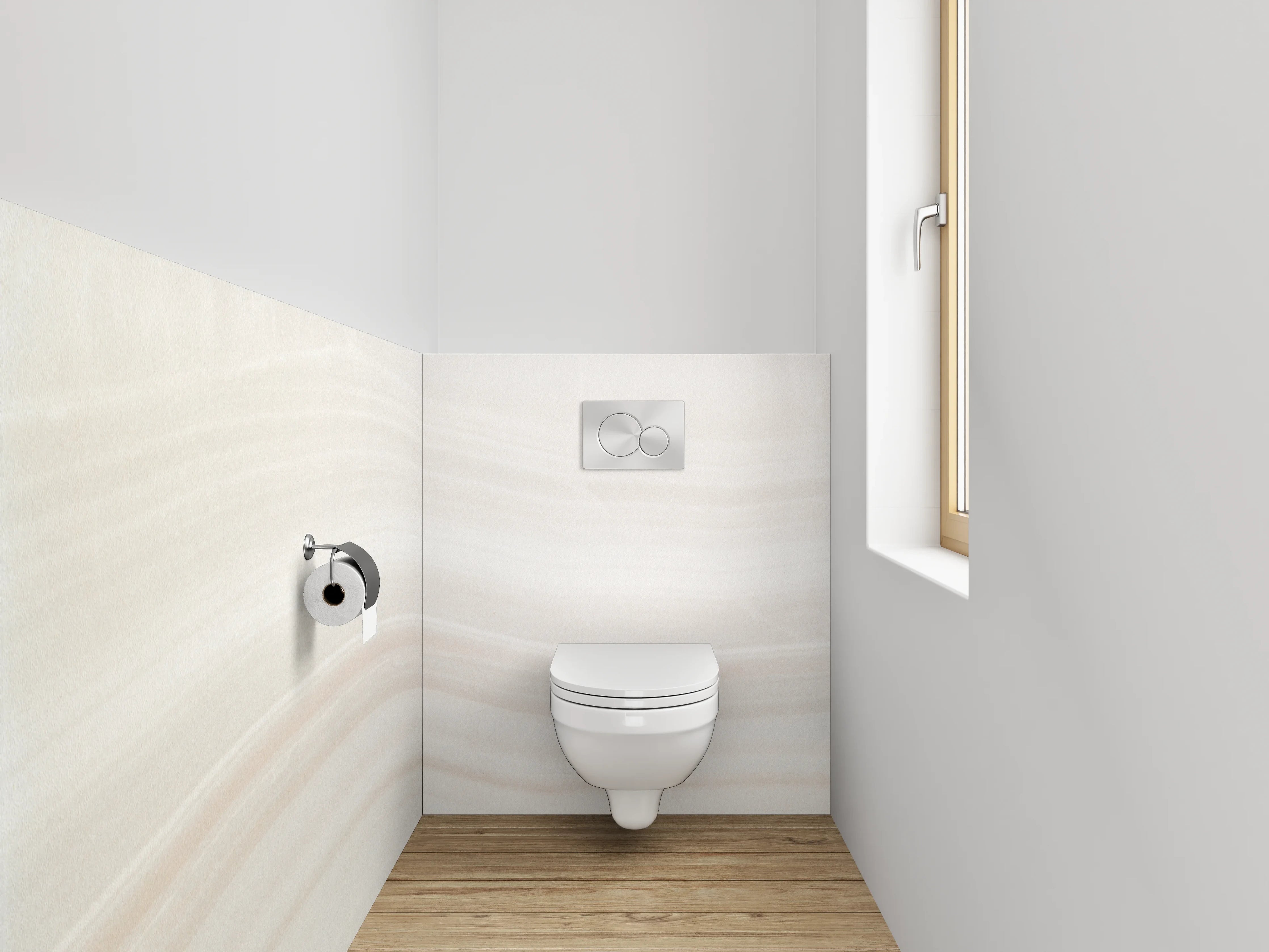 WC-Rückwand - Fein nuancierter Weiß-Grau-Marmor