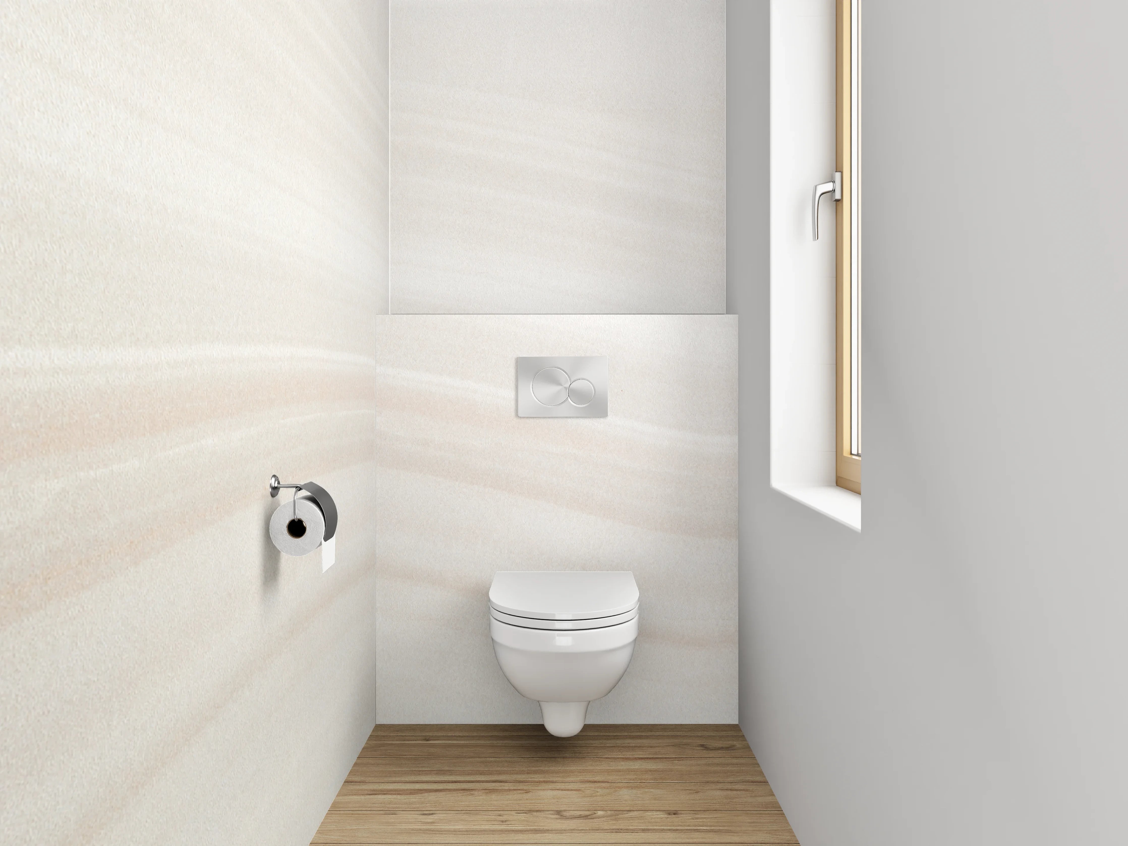 WC-Rückwand - Fein nuancierter Weiß-Grau-Marmor