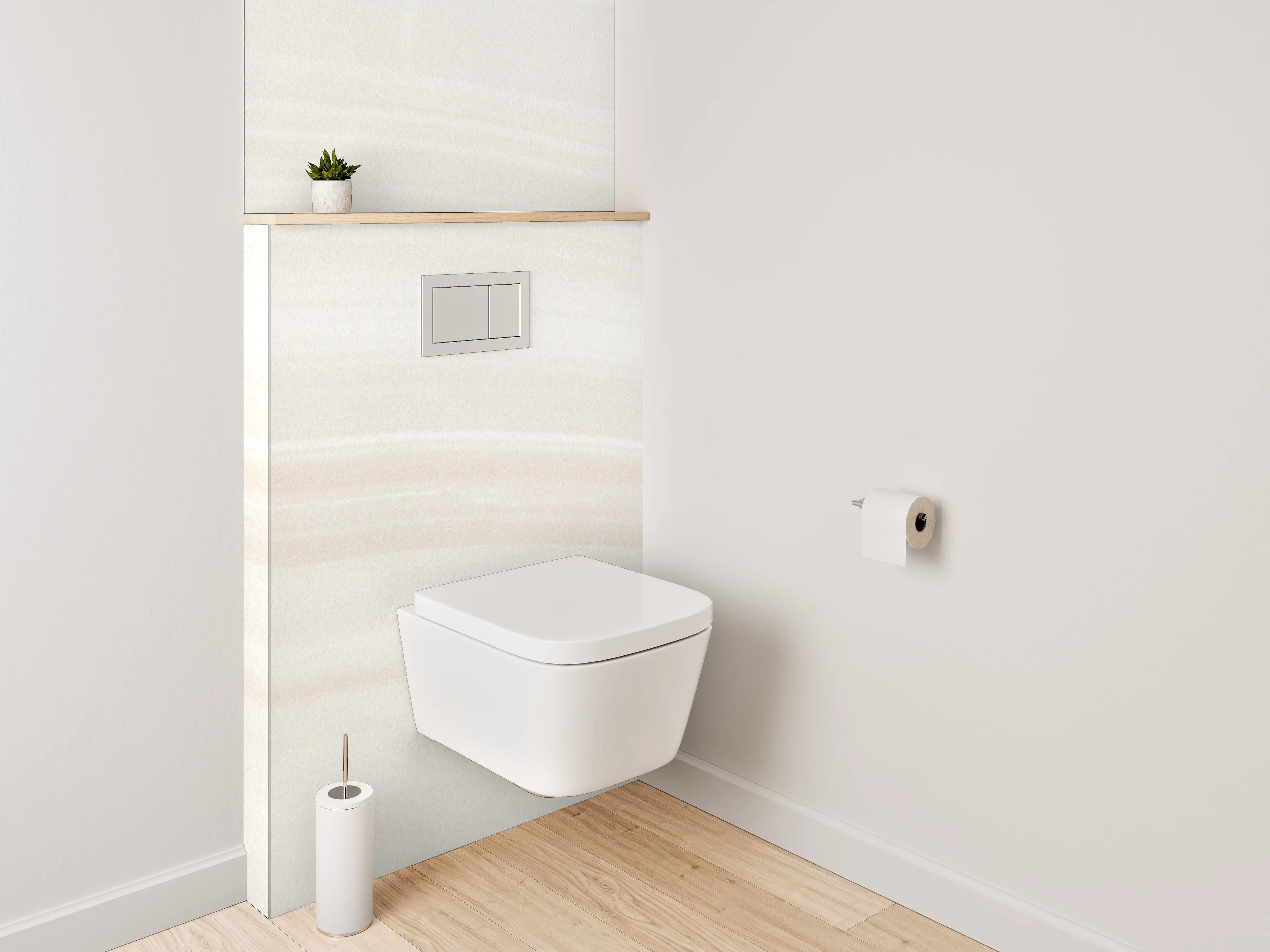 WC-Rückwand - Fein nuancierter Weiß-Grau-Marmor