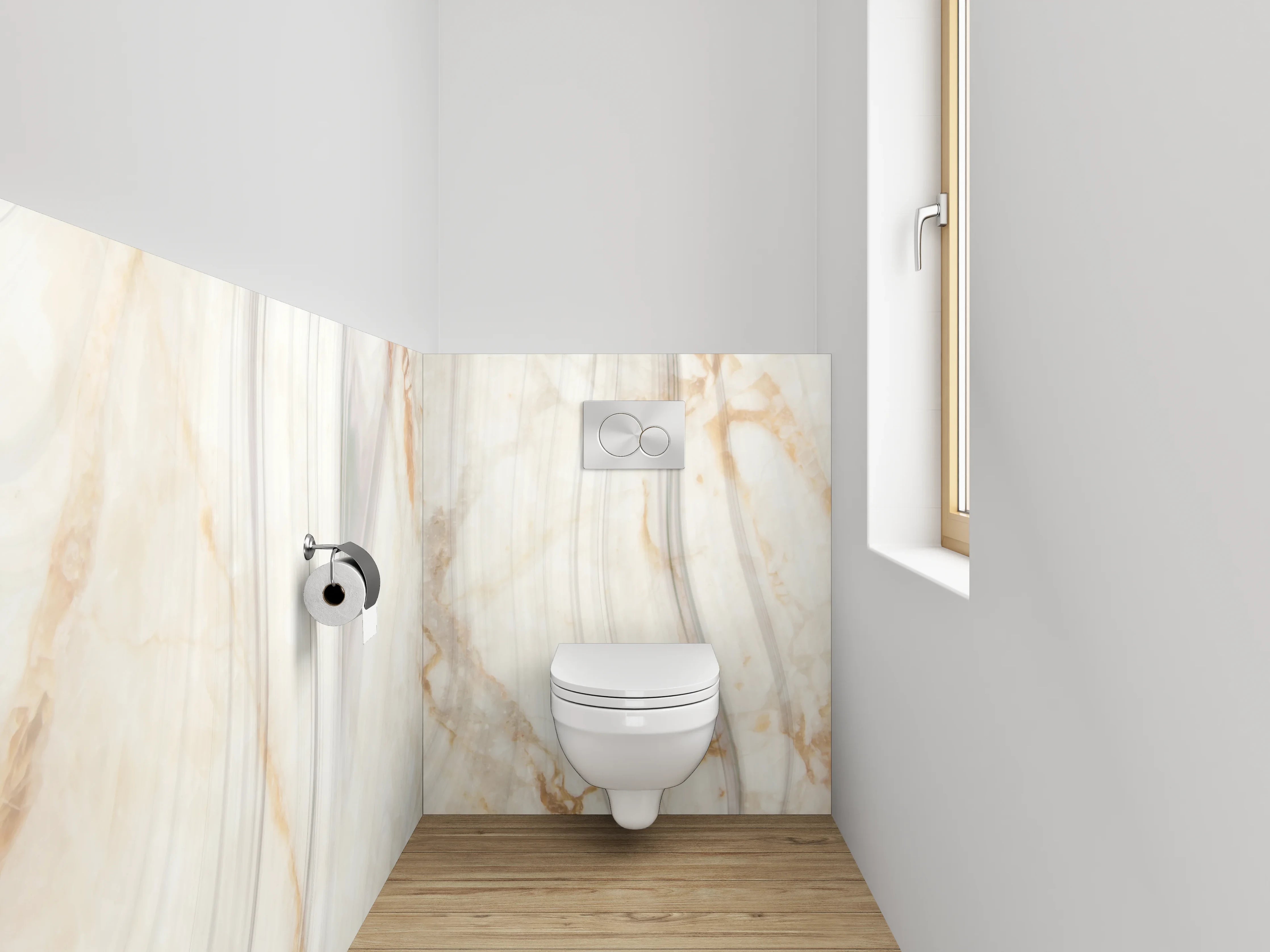 WC-Rückwand - Feine Marmoroptik in Grau-Beige