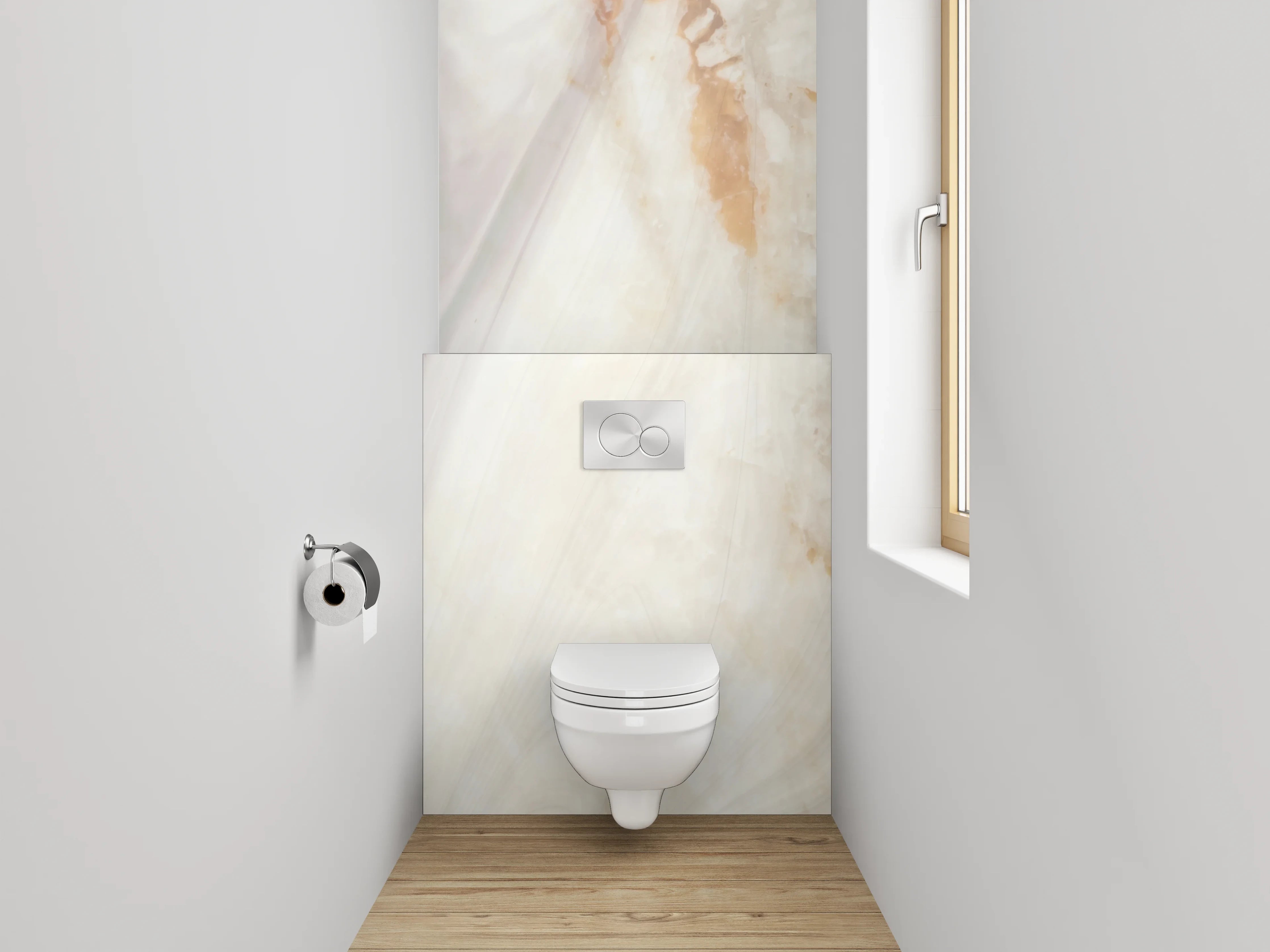 WC-Rückwand - Feine Marmoroptik in Grau-Beige