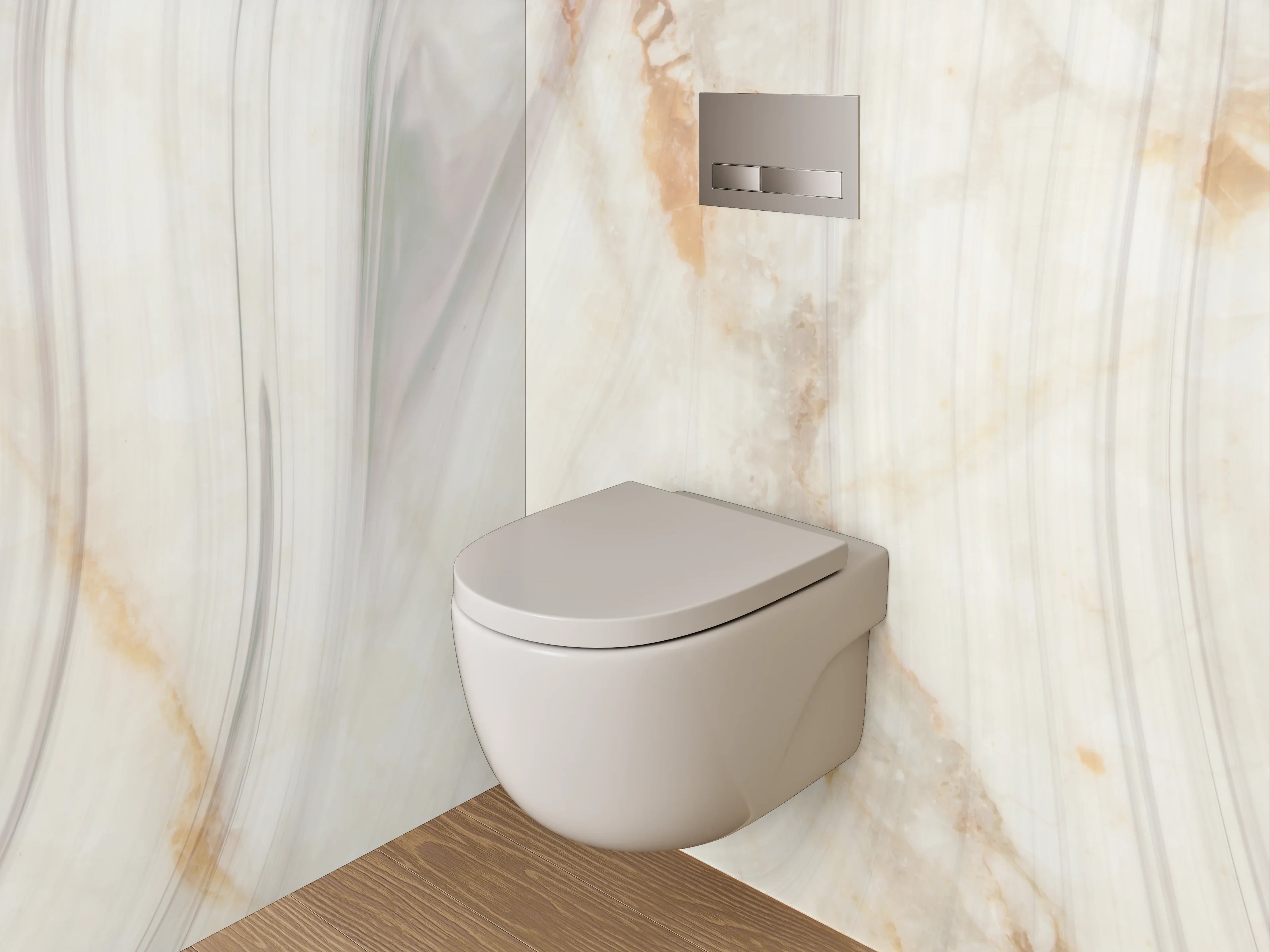 WC-Rückwand - Feine Marmoroptik in Grau-Beige