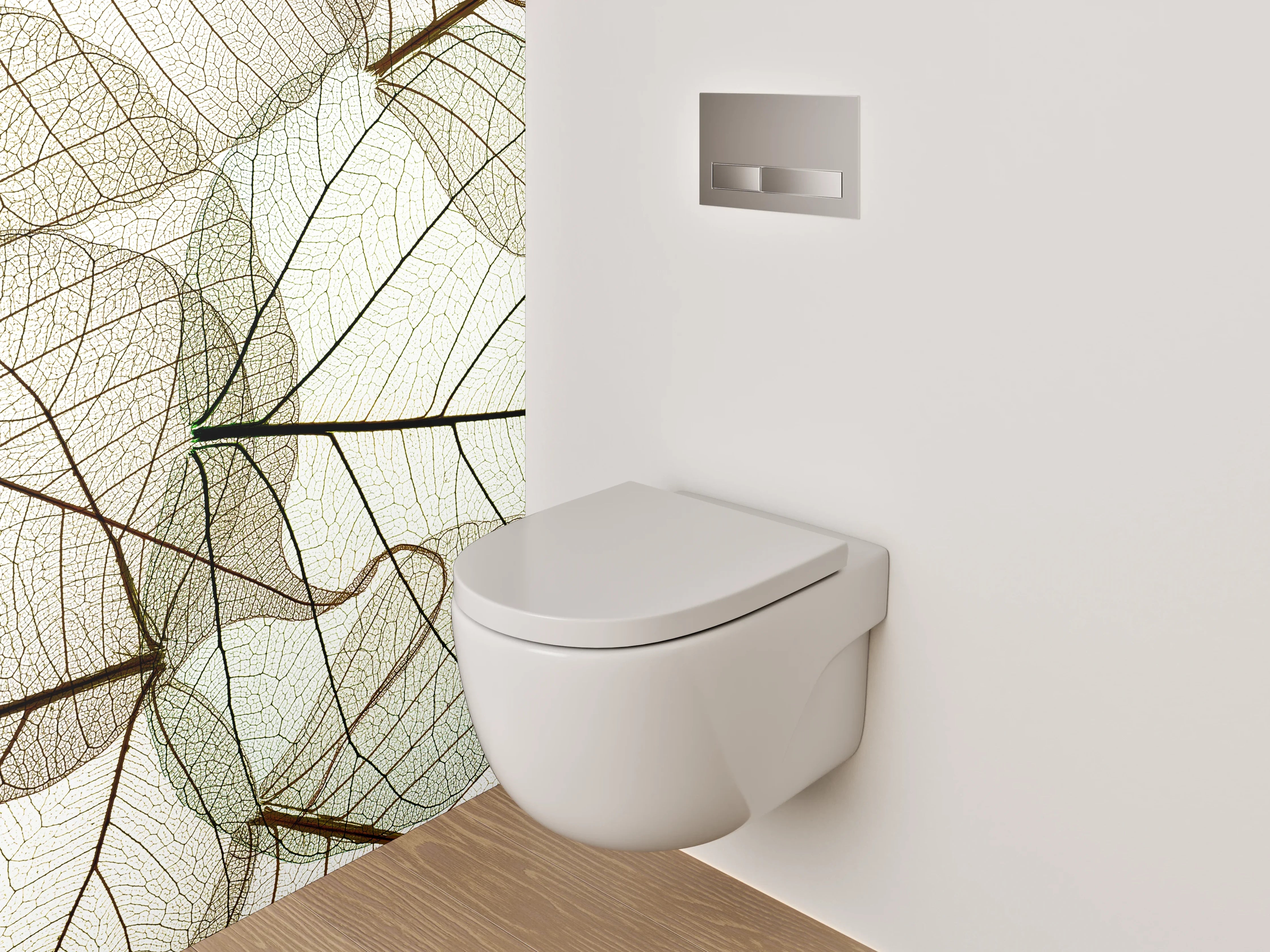 WC-Rückwand - Feine Skelettblätter in Naturfarben