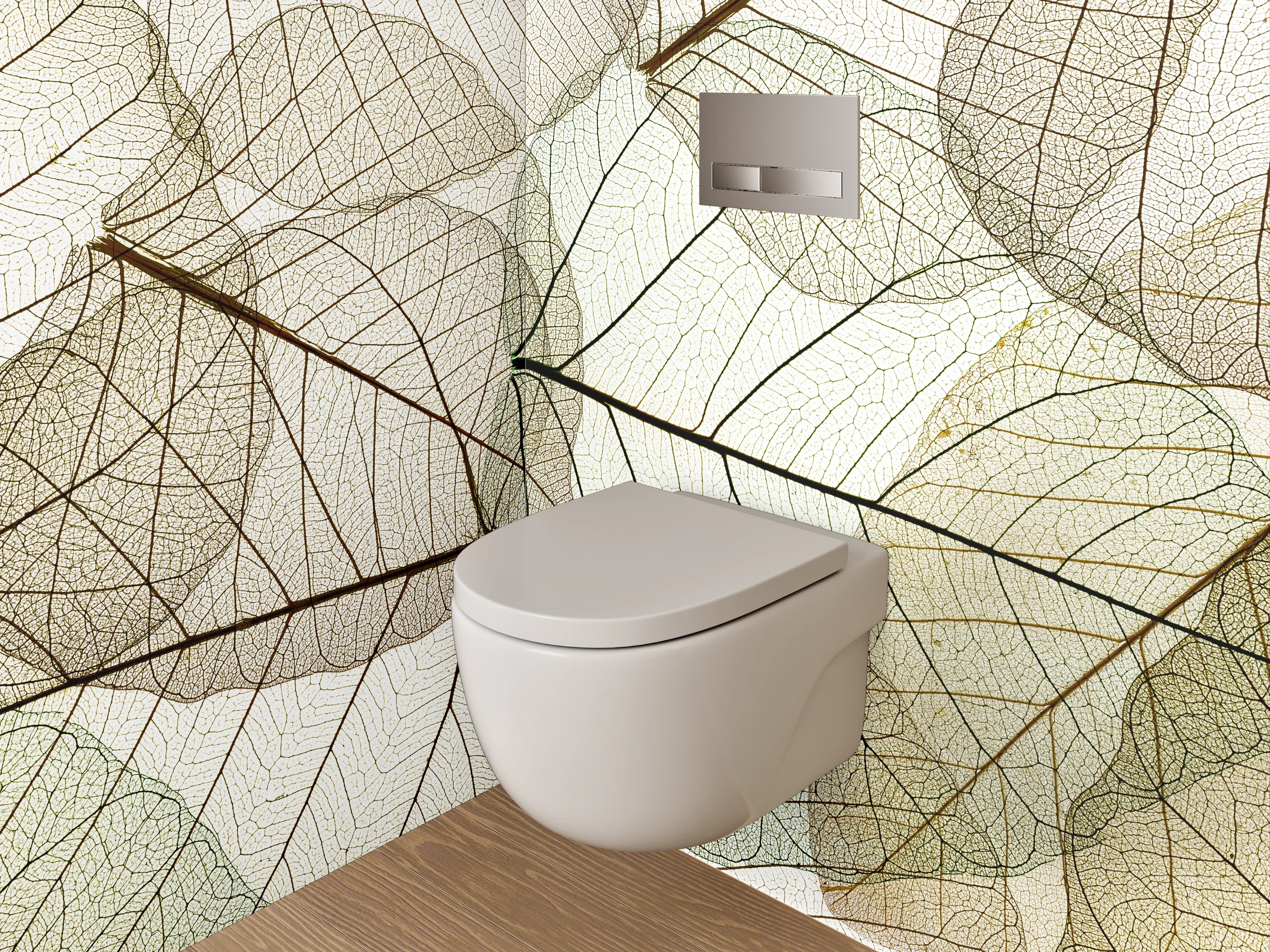 WC-Rückwand - Feine Skelettblätter in Naturfarben