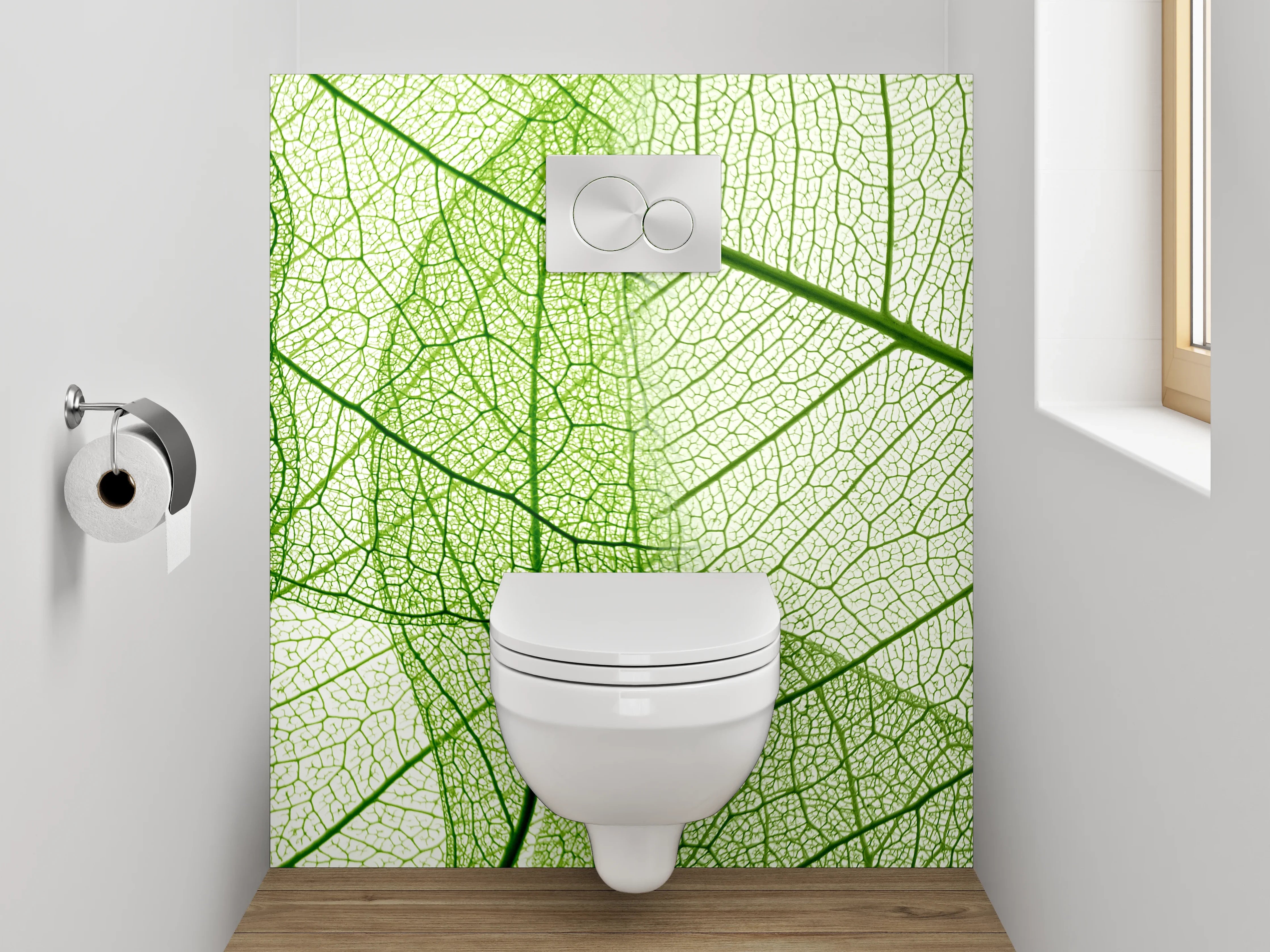 WC-Rückwand - Feines Blattgeflecht grün Natur Detail