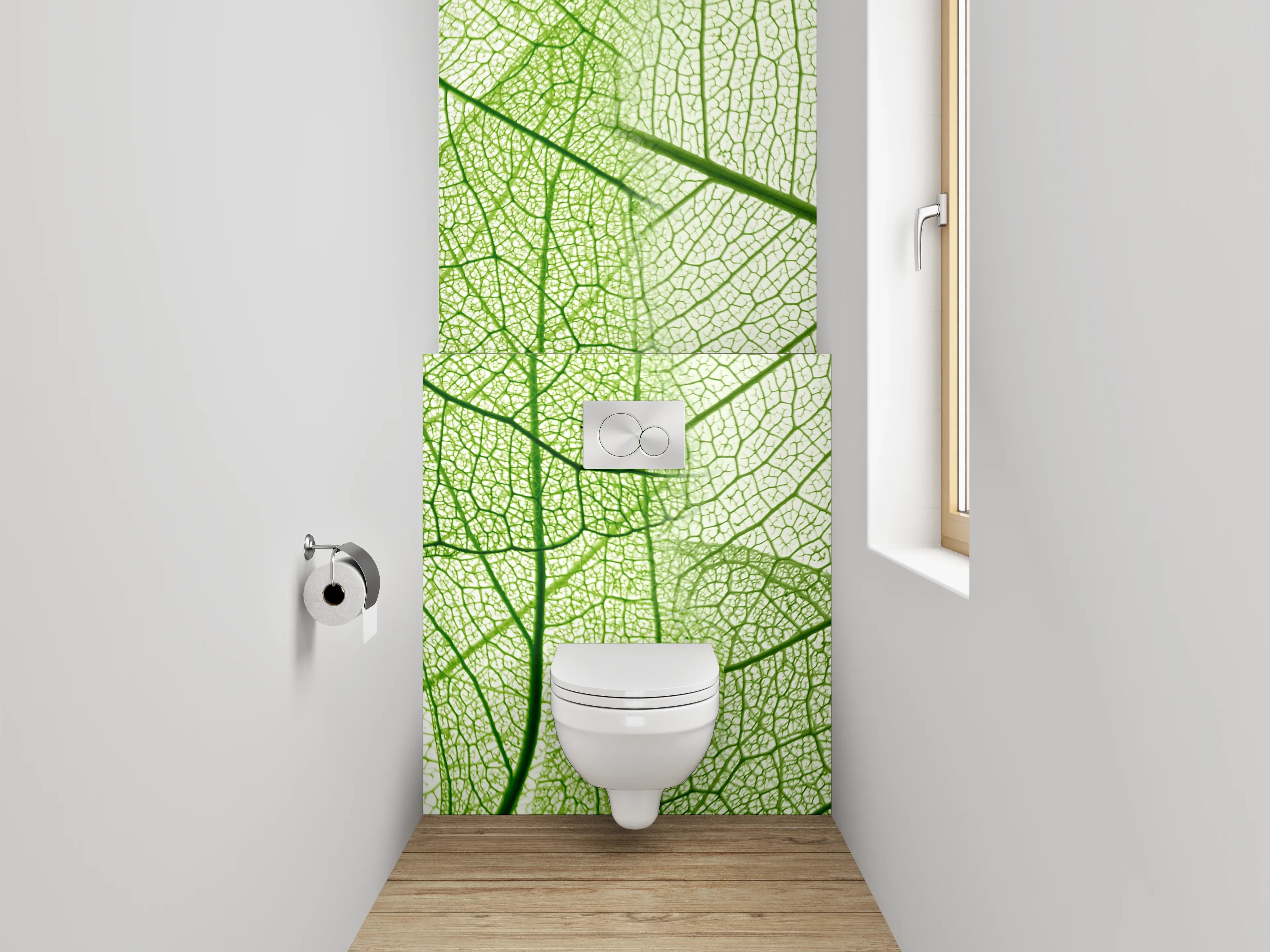 WC-Rückwand - Feines Blattgeflecht grün Natur Detail