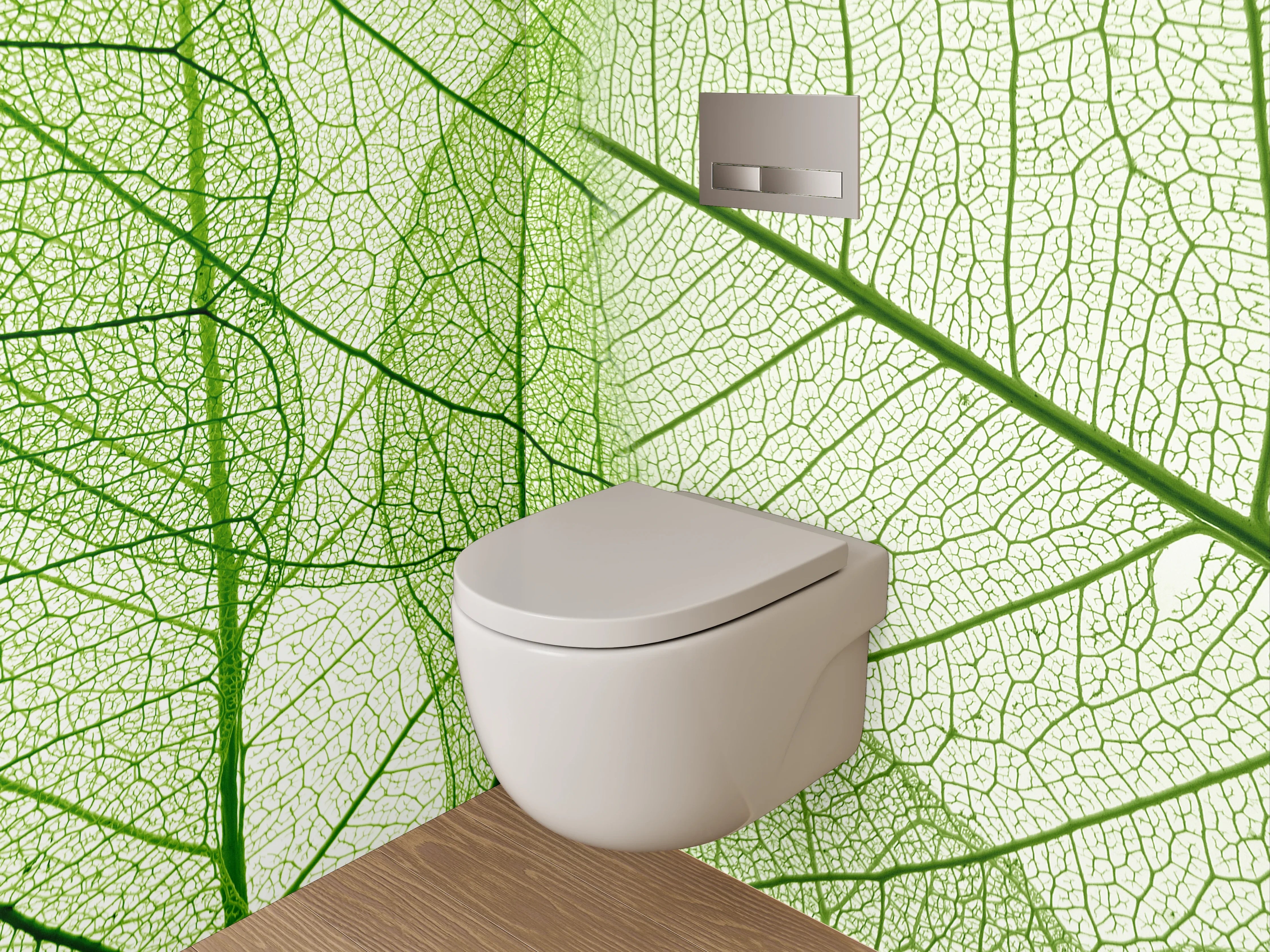 WC-Rückwand - Feines Blattgeflecht grün Natur Detail