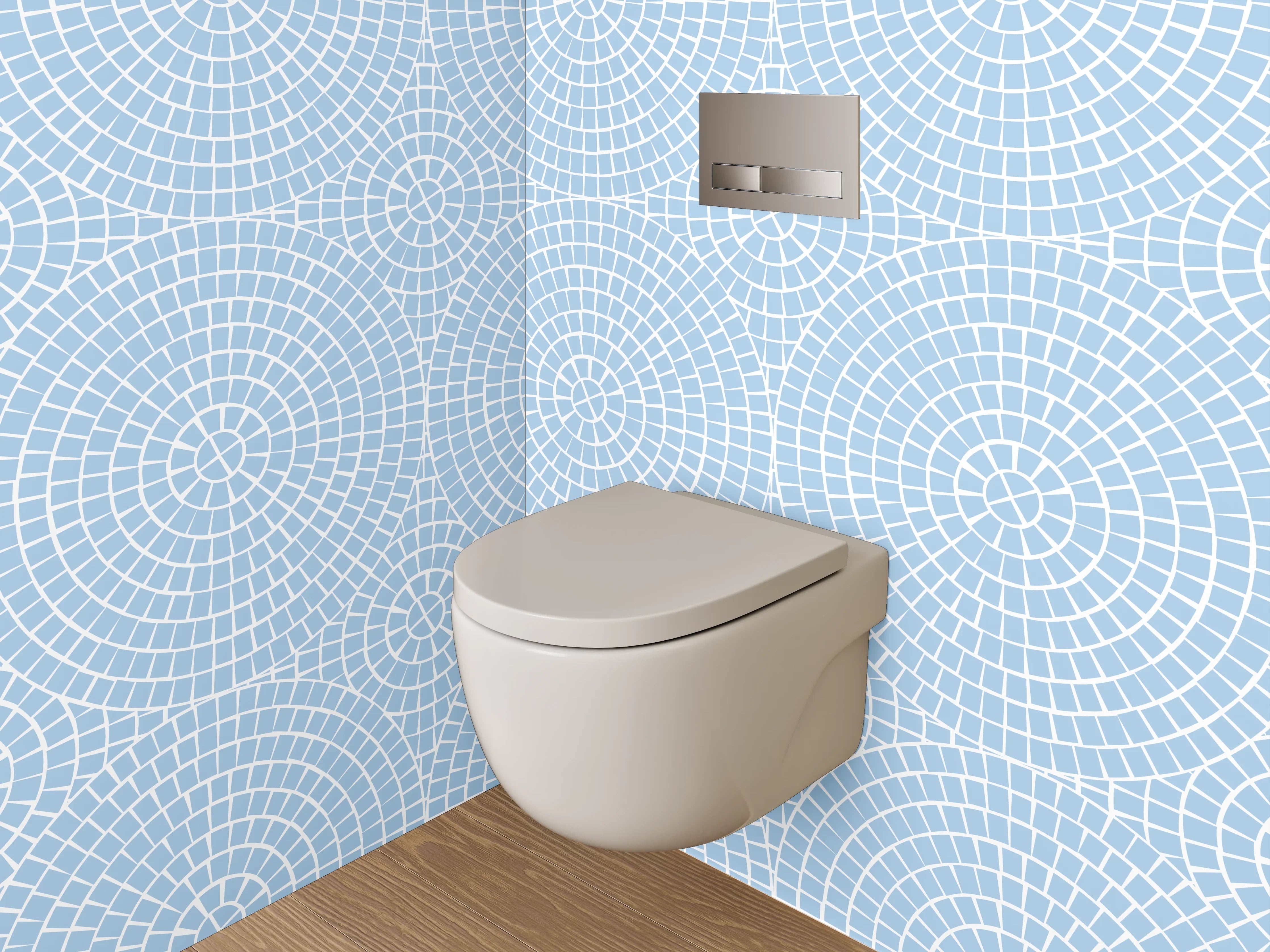 WC-Rückwand - Feines Kreismuster auf Hellblau