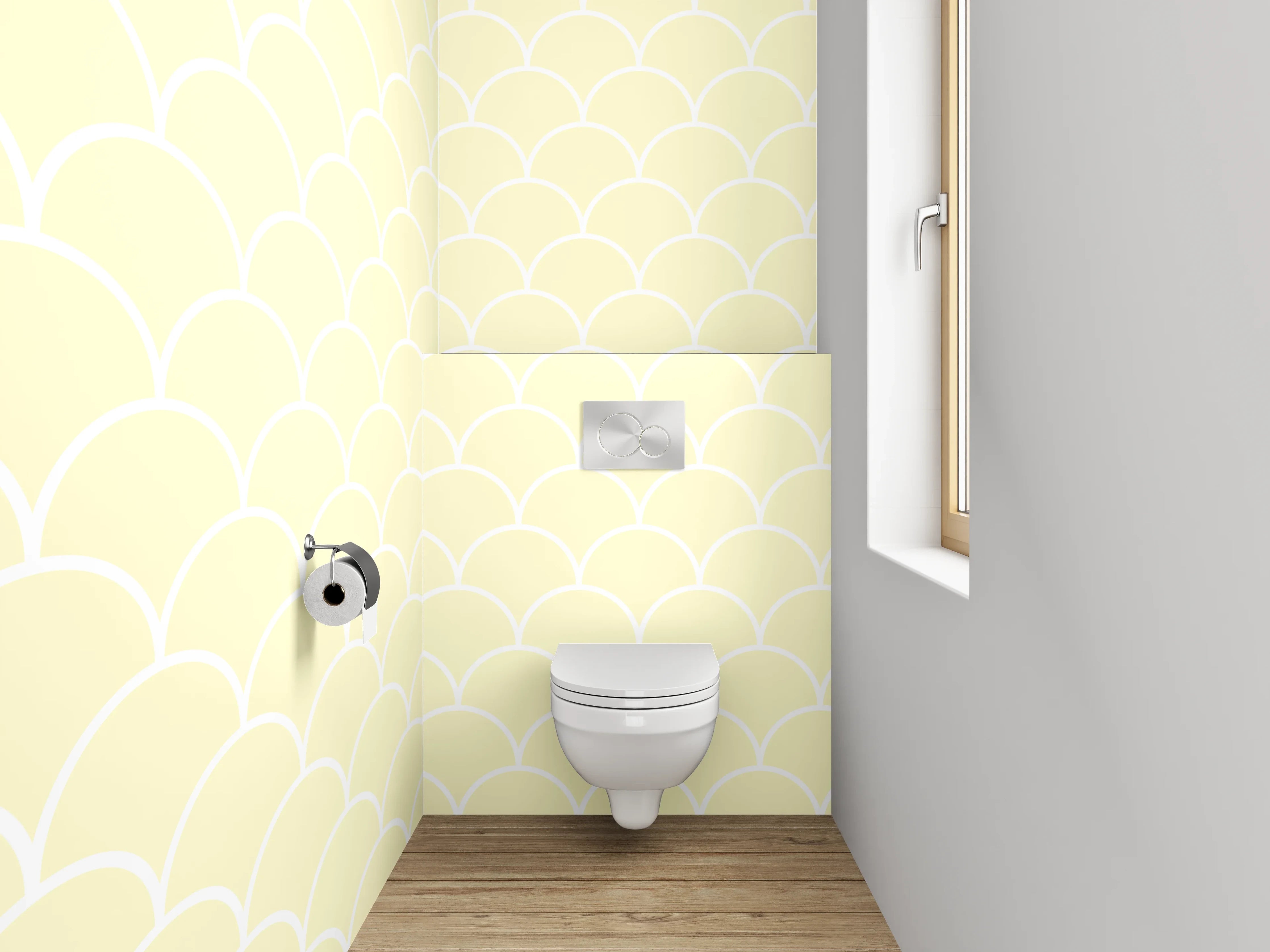 WC-Rückwand - Feines Schuppenmuster in Cremebeige
