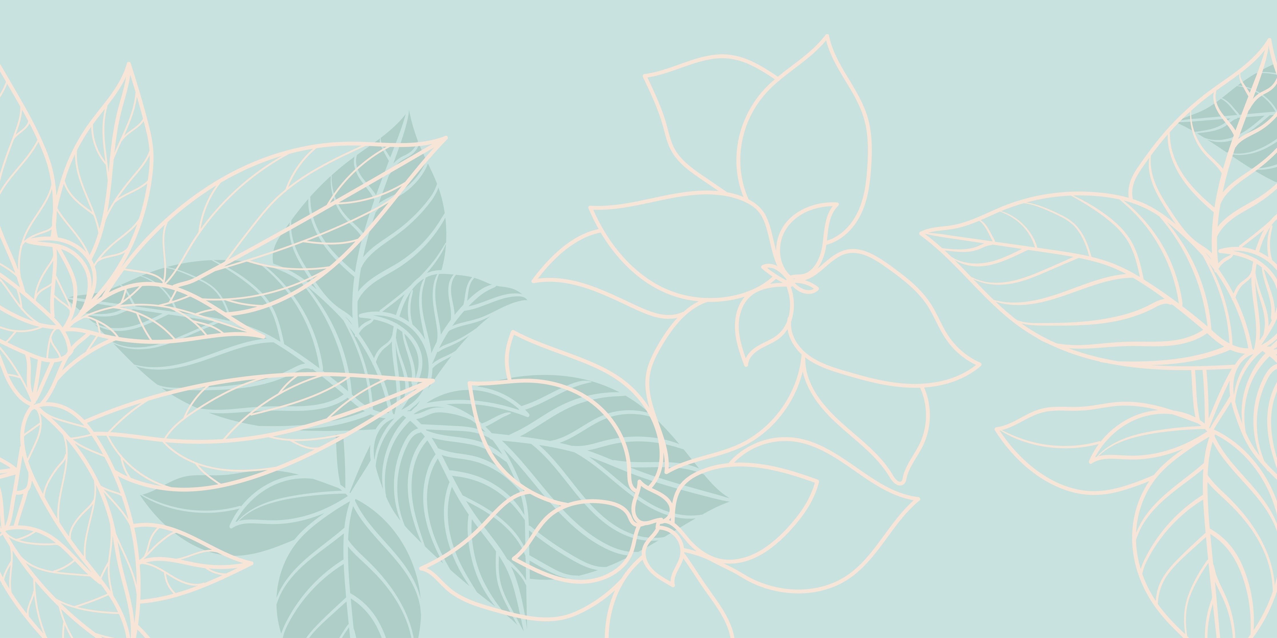 WC-Rückwand-Feines florales Lineart auf Pastellblau