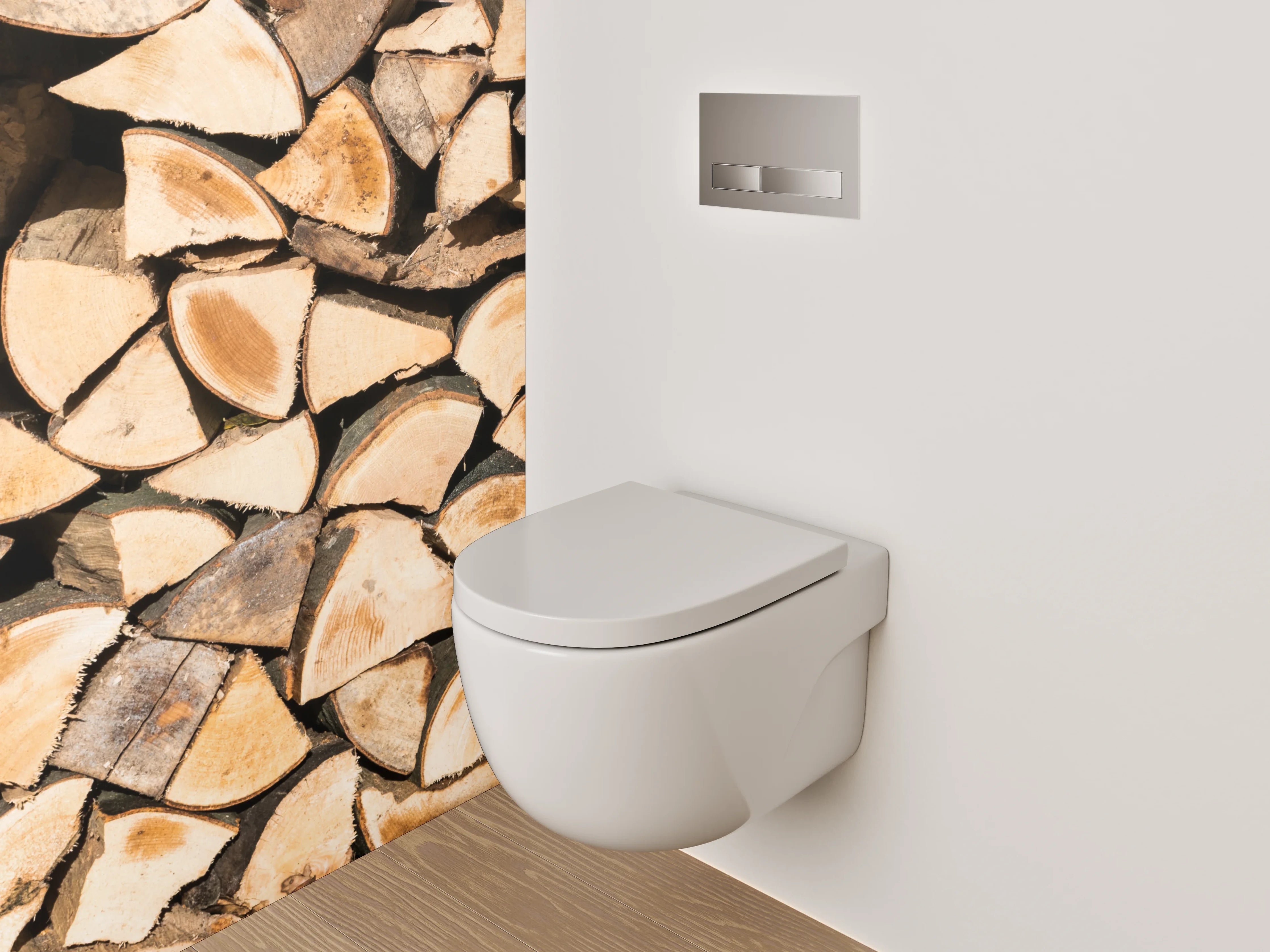 WC-Rückwand - Feuerholzstapel rustikal braun