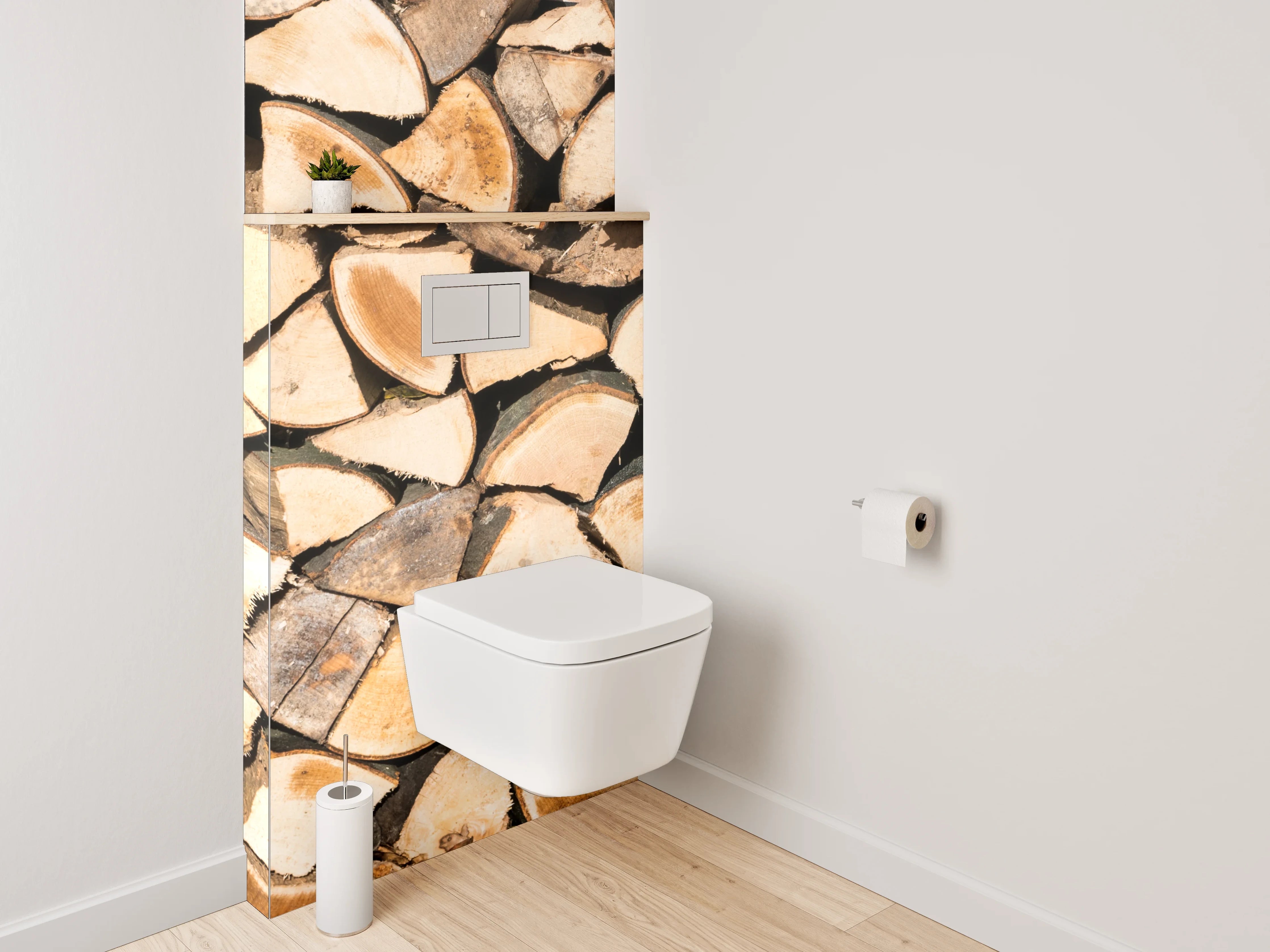 WC-Rückwand - Feuerholzstapel rustikal braun