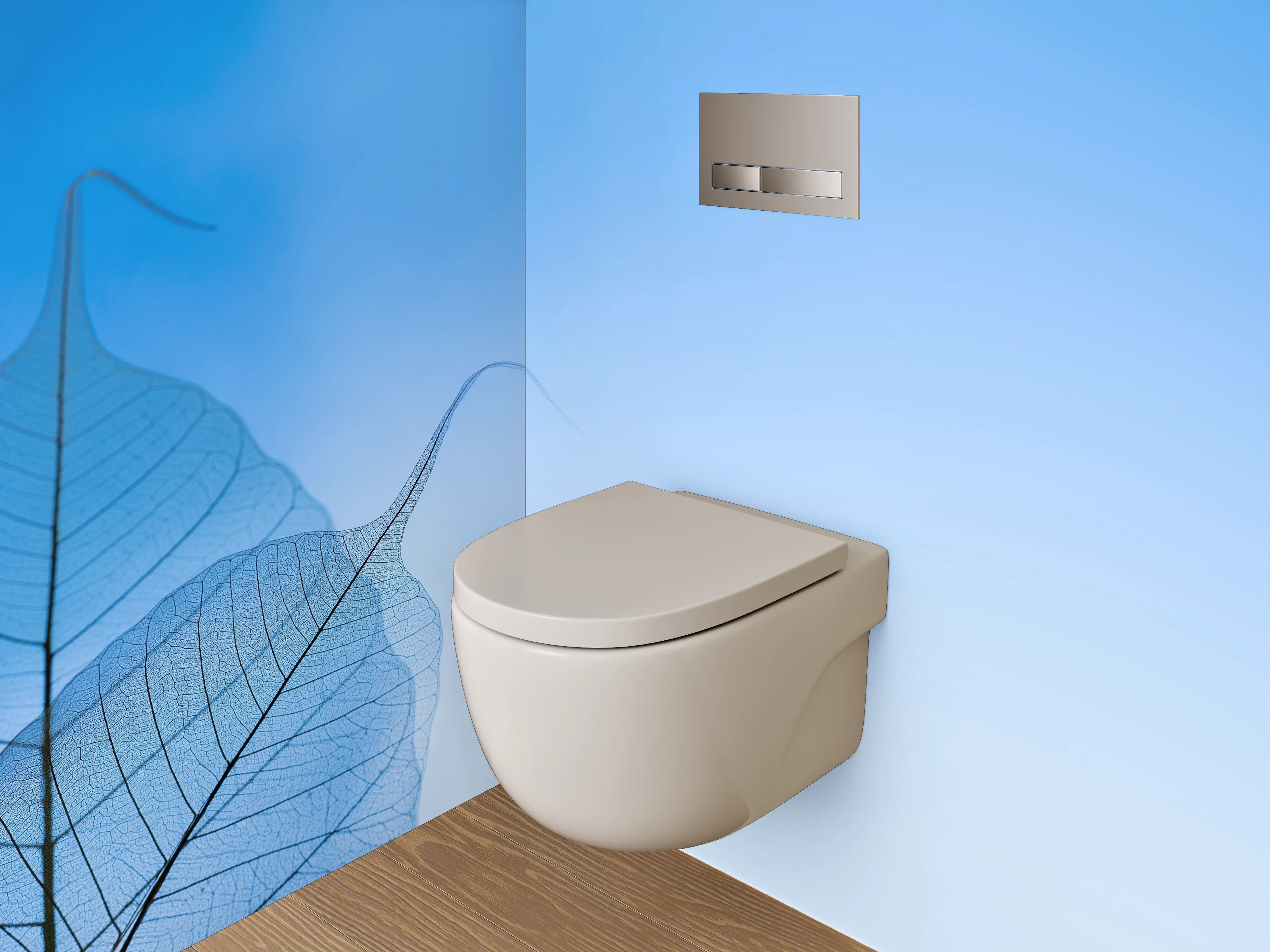 WC-Rückwand - Filigrane Blätter vor blauem Himmel