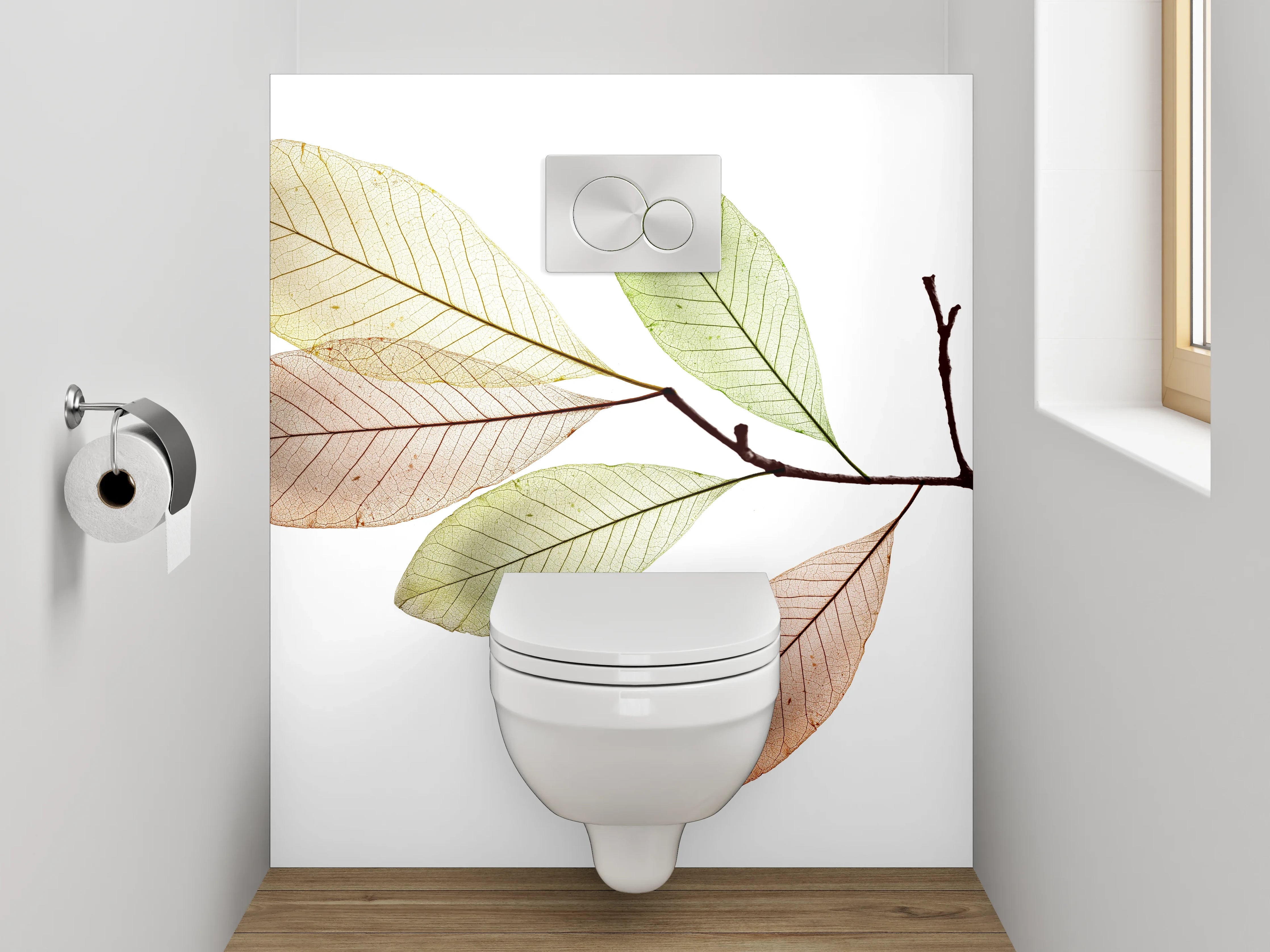 WC-Rückwand - Filigraner Zweig mit zarten Blättern