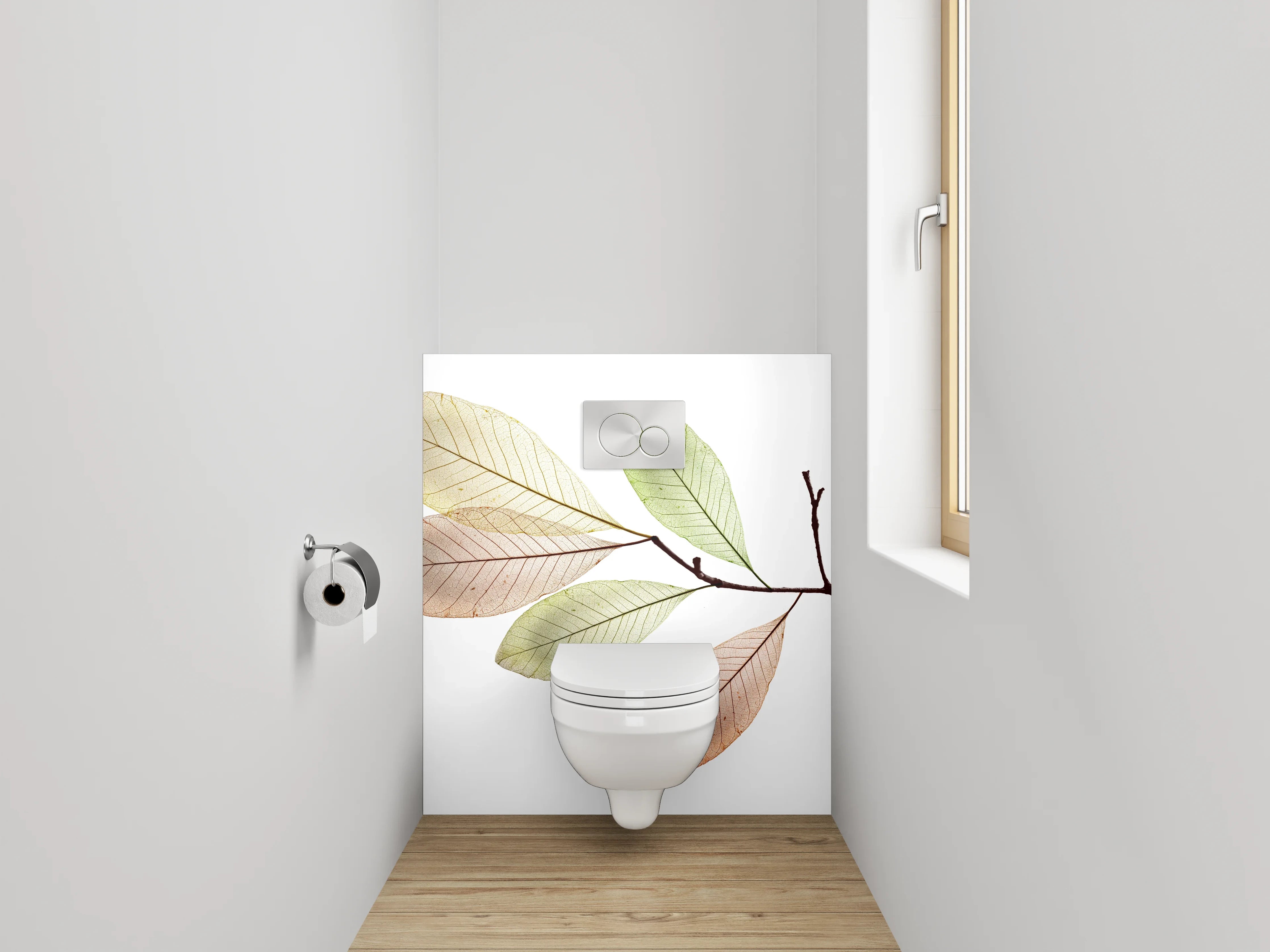 WC-Rückwand - Filigraner Zweig mit zarten Blättern