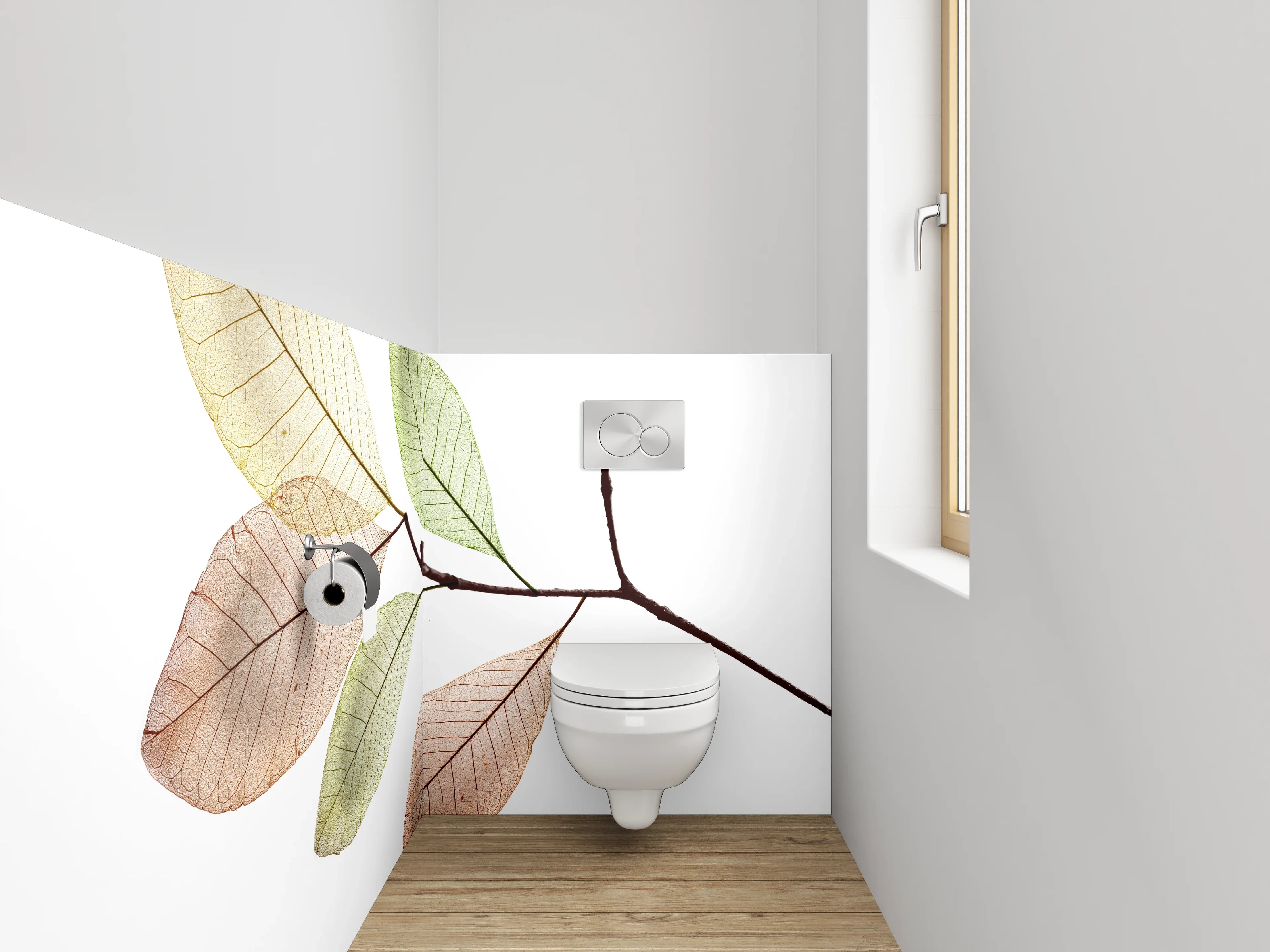 WC-Rückwand - Filigraner Zweig mit zarten Blättern