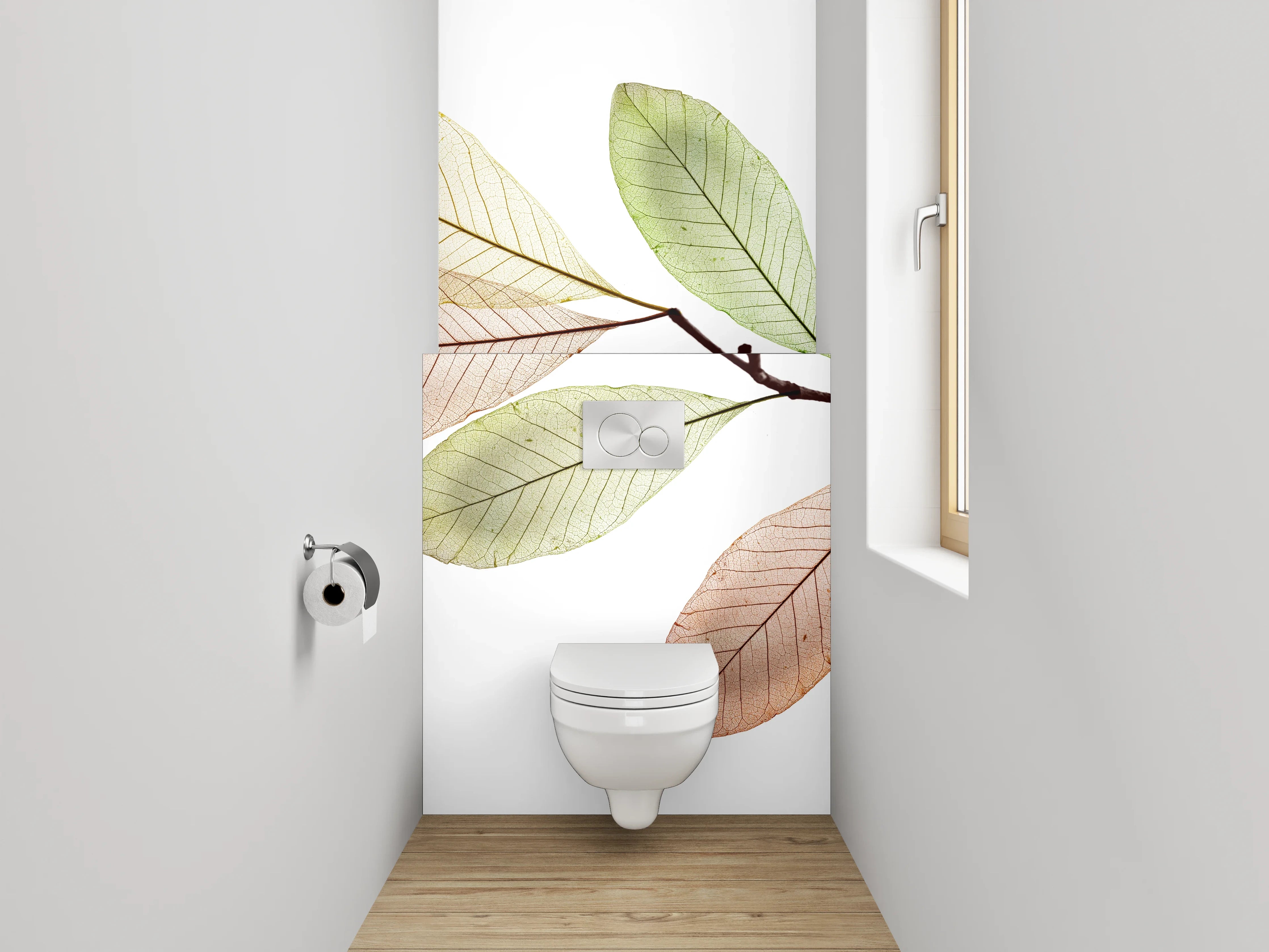 WC-Rückwand - Filigraner Zweig mit zarten Blättern