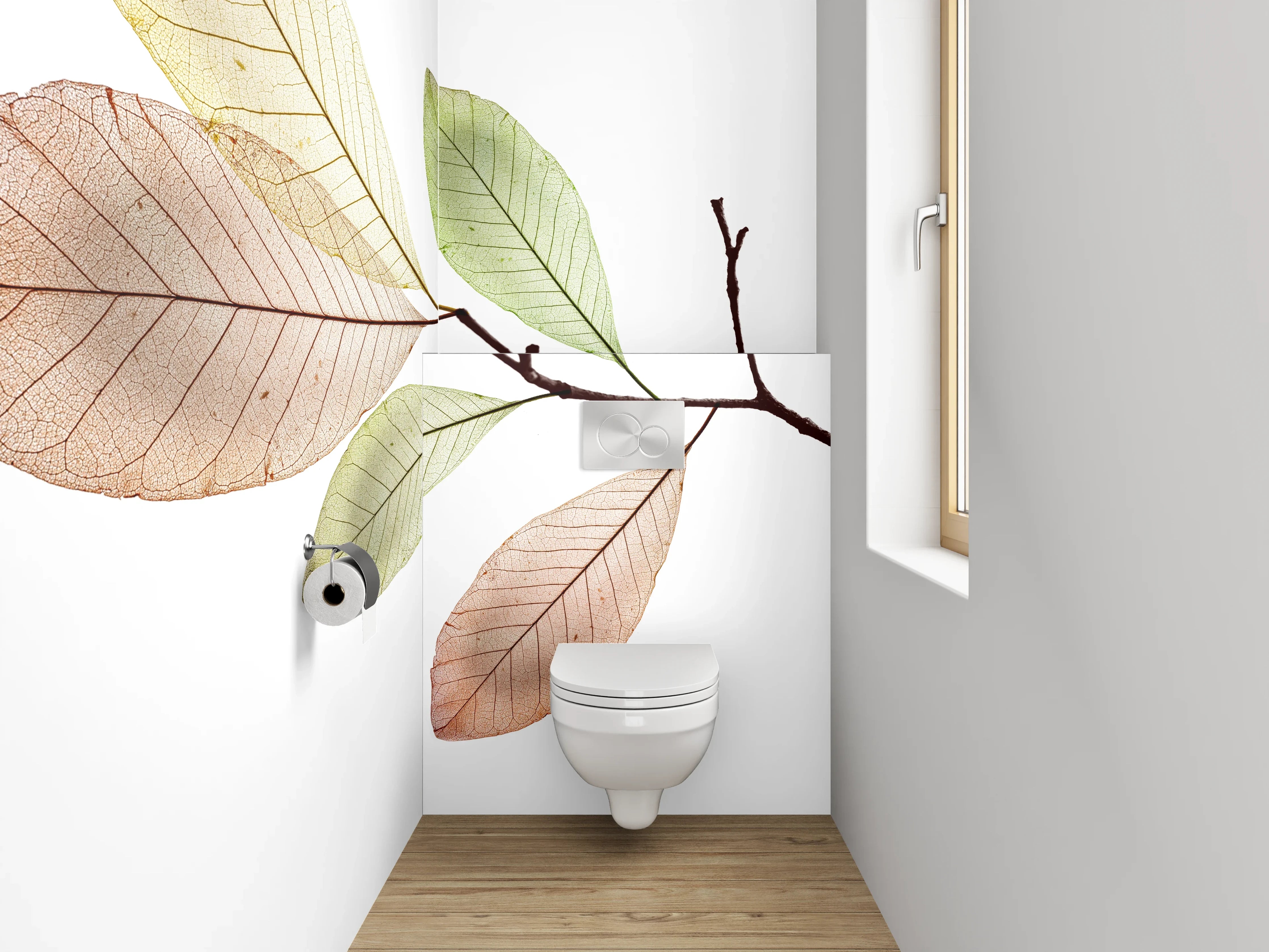 WC-Rückwand - Filigraner Zweig mit zarten Blättern