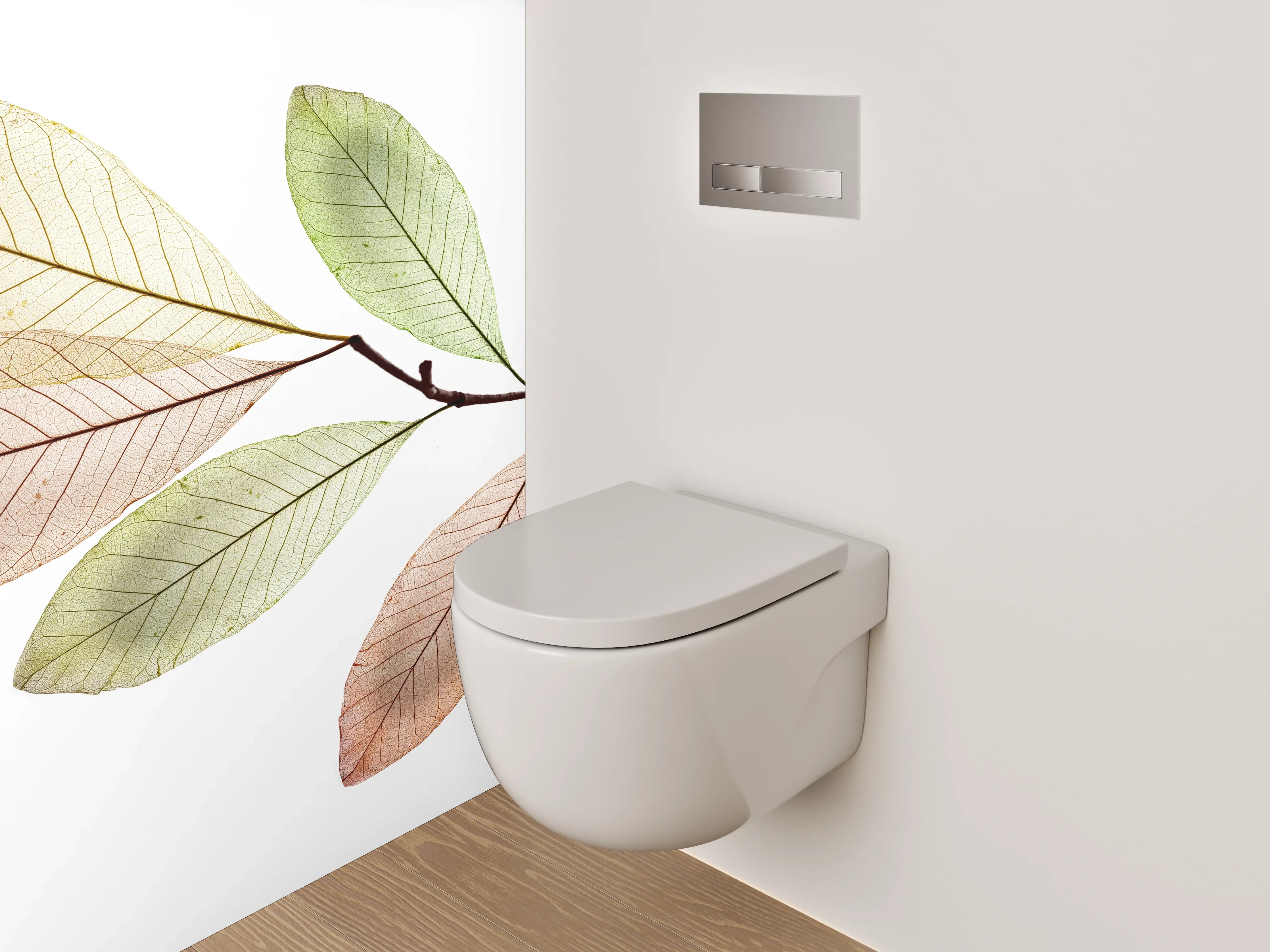 WC-Rückwand - Filigraner Zweig mit zarten Blättern