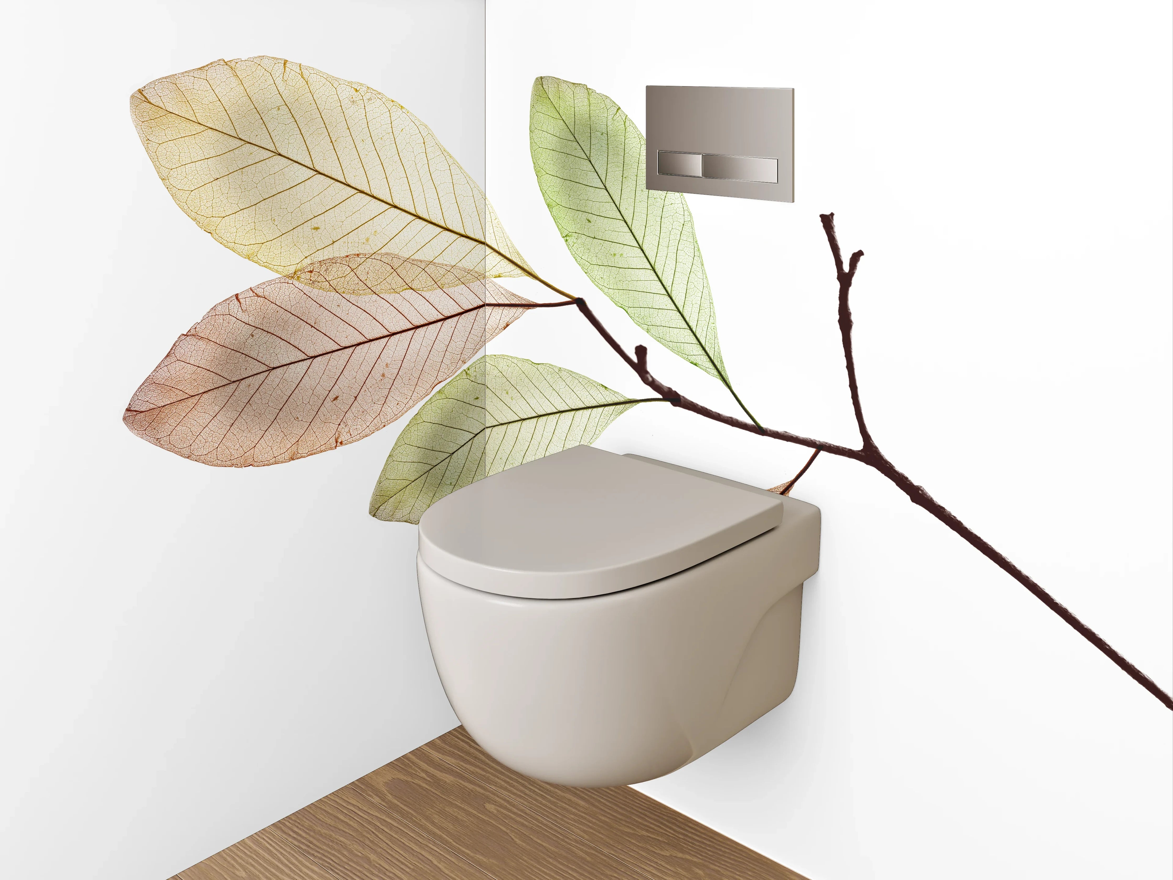 WC-Rückwand - Filigraner Zweig mit zarten Blättern