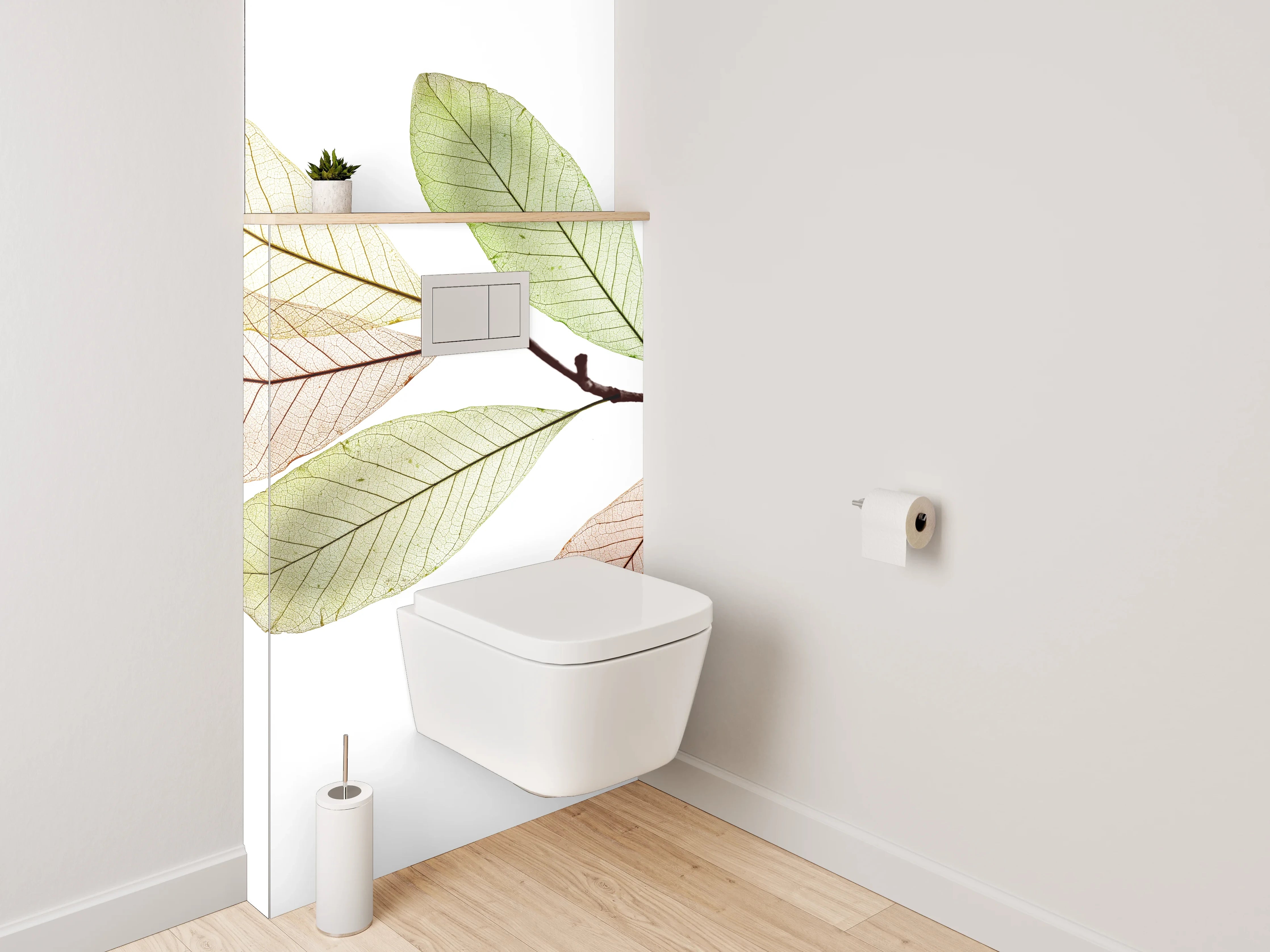 WC-Rückwand - Filigraner Zweig mit zarten Blättern