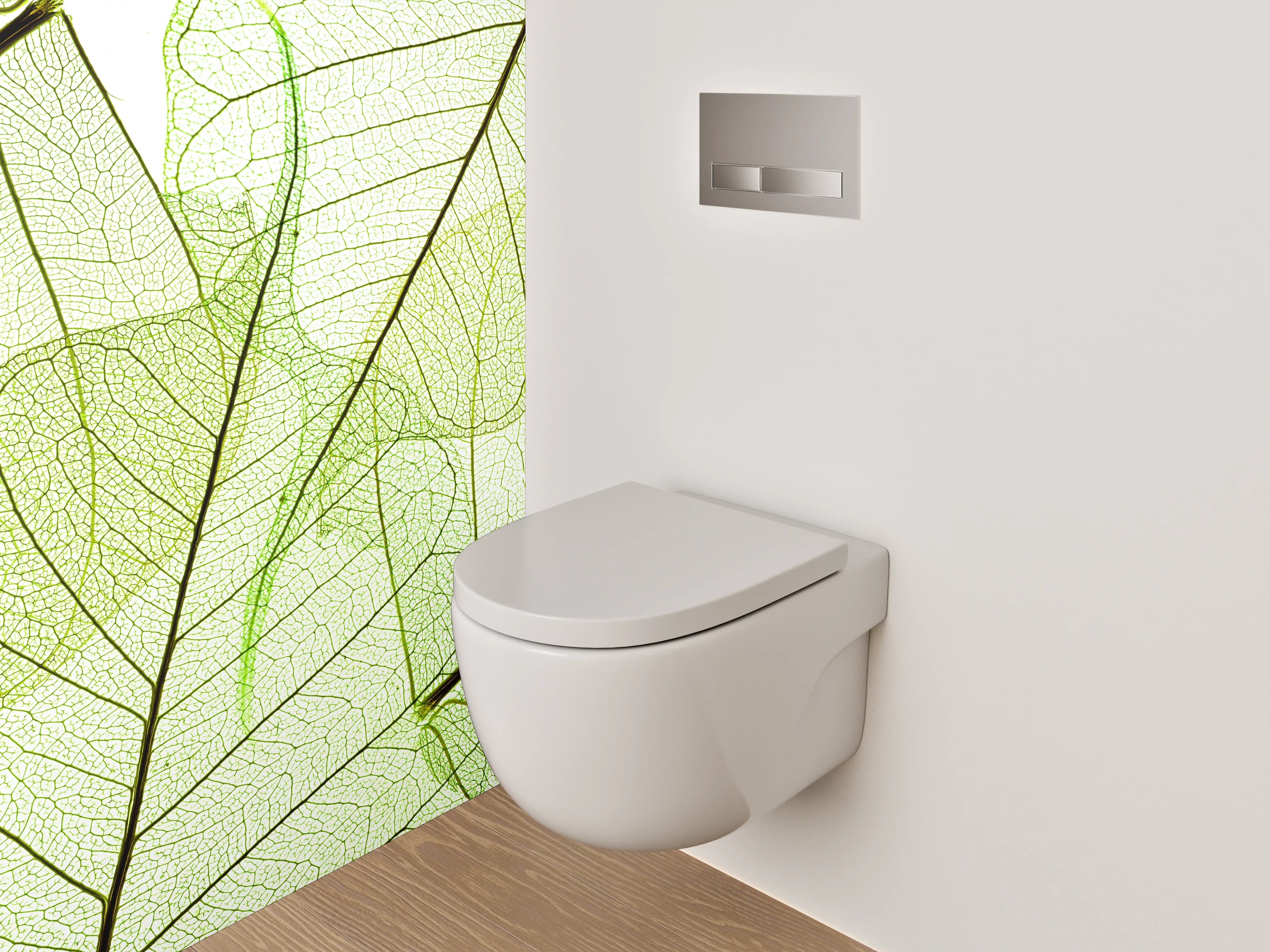 WC-Rückwand - Filigranes Blättermuster in Grün