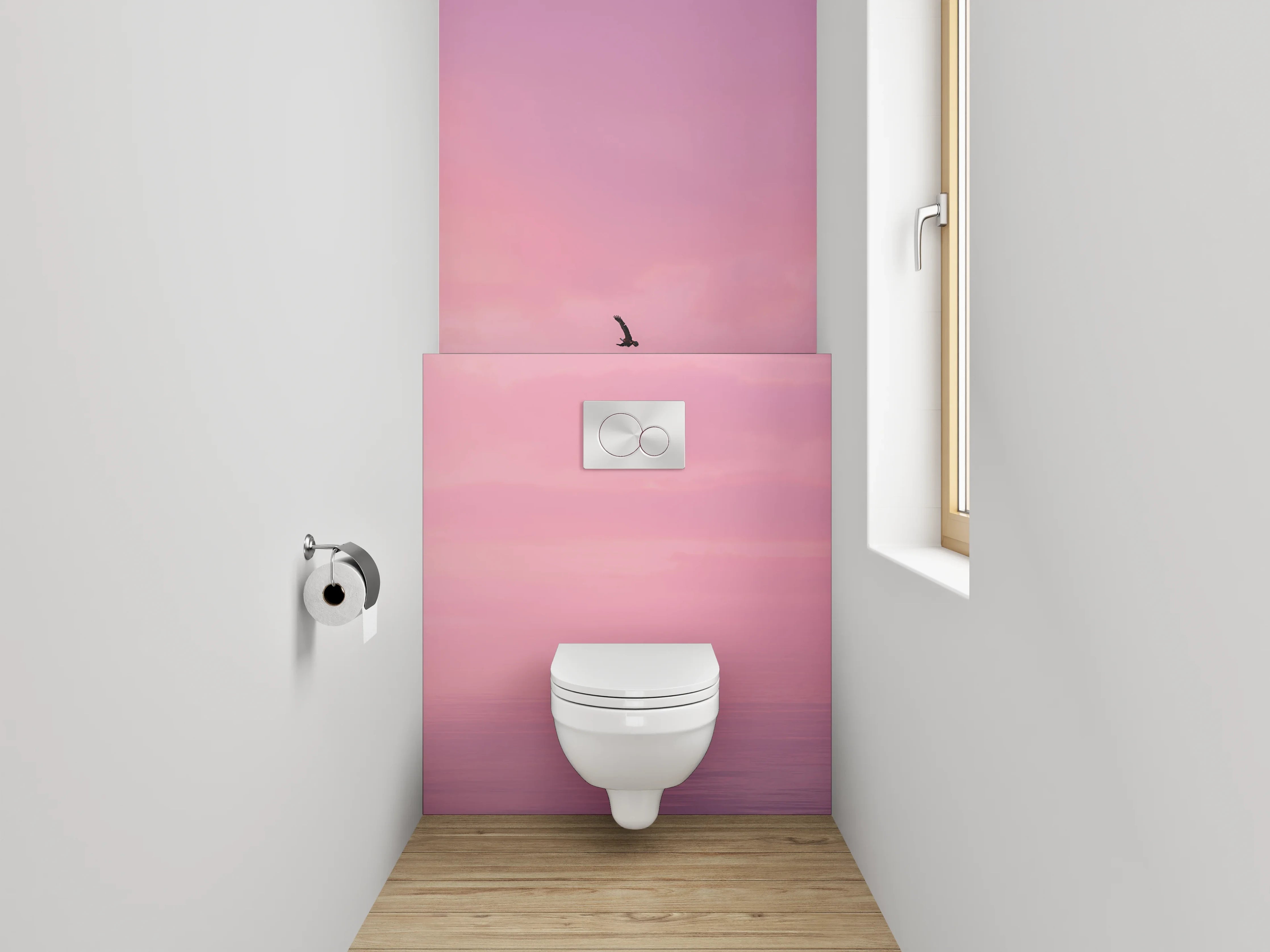 WC-Rückwand - Fischerboot im rosa Sonnenaufgang