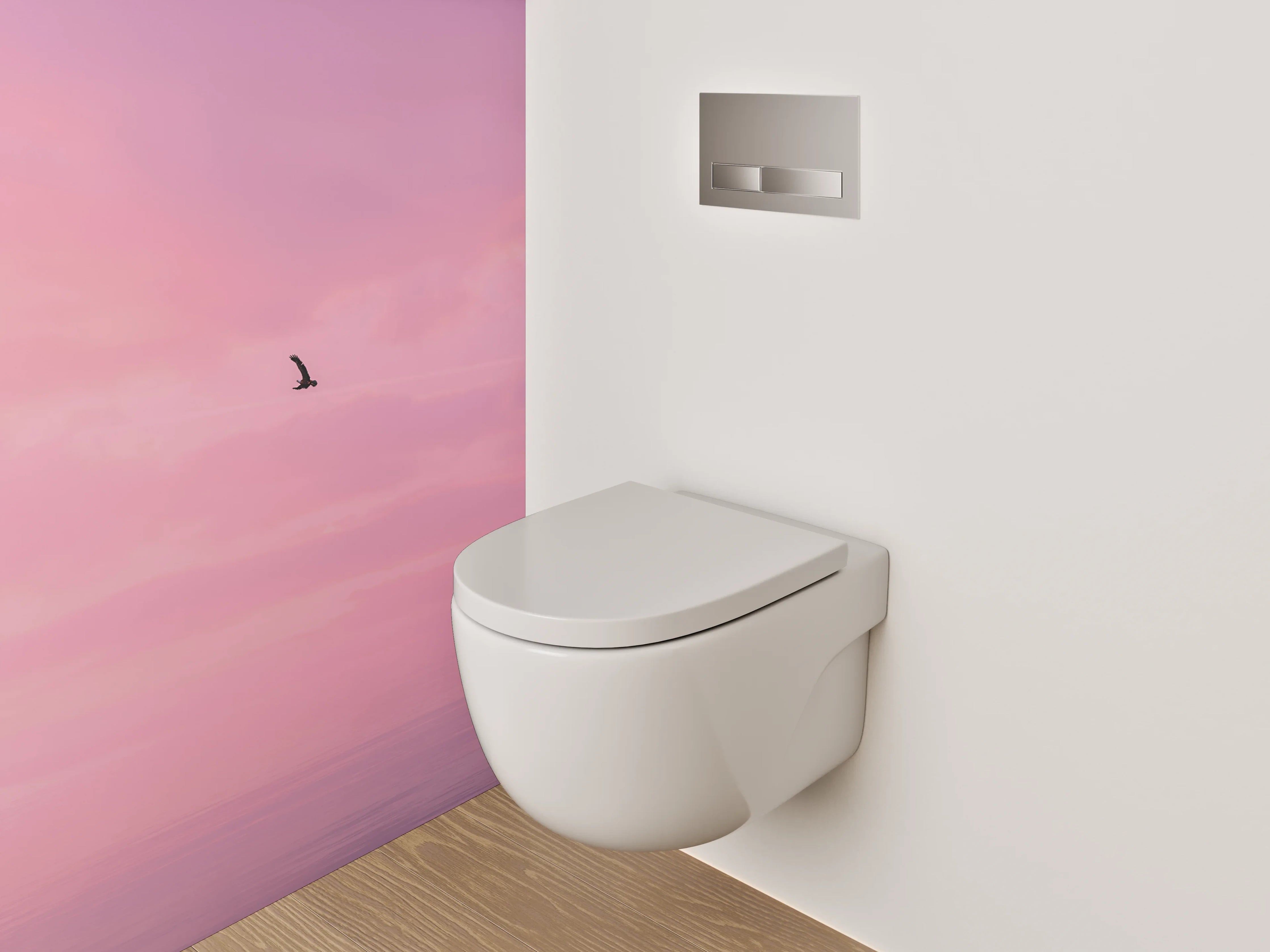 WC-Rückwand - Fischerboot im rosa Sonnenaufgang