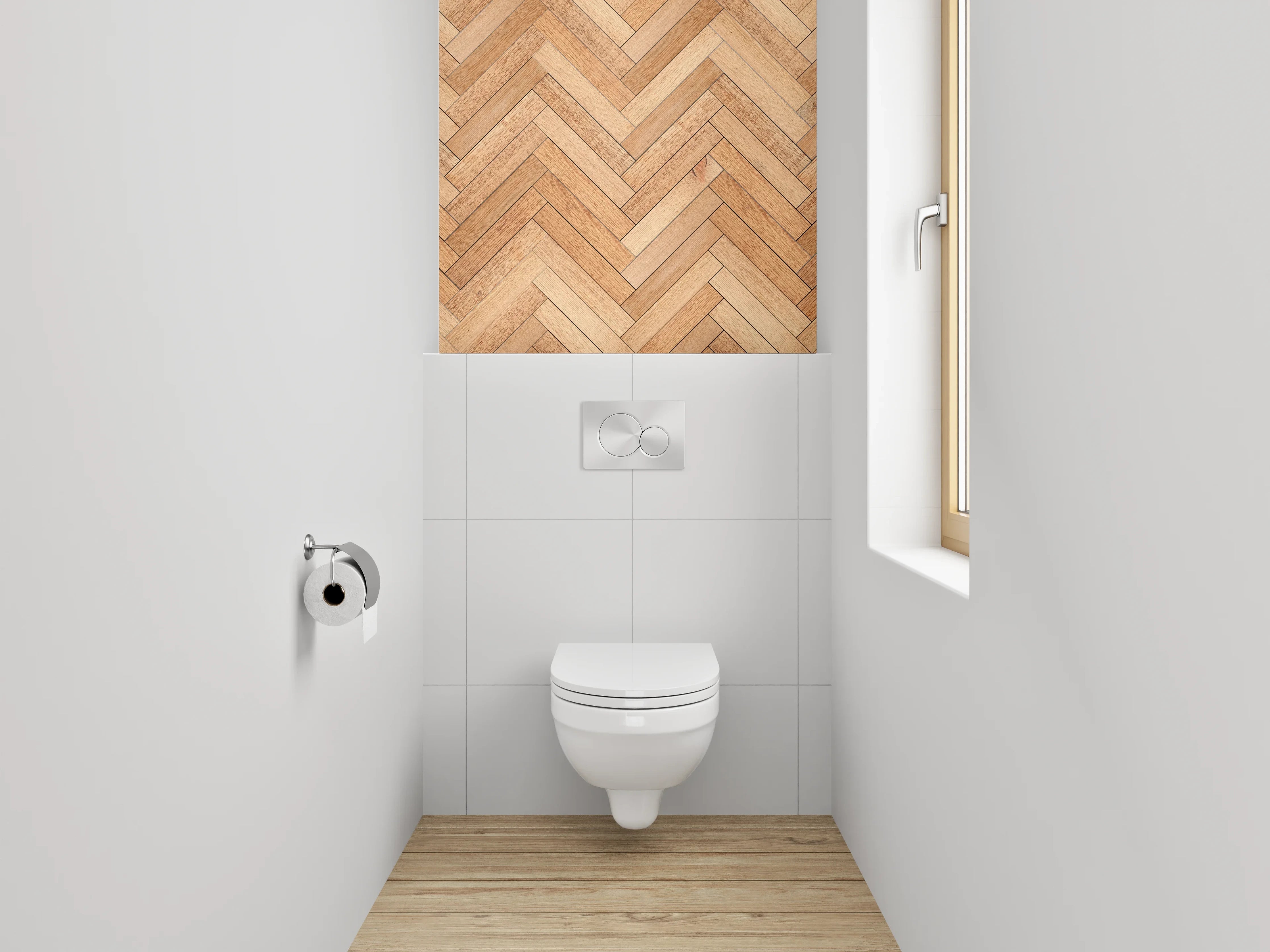WC-Rückwand - Fischgrät Holz Muster Fliesenoptik