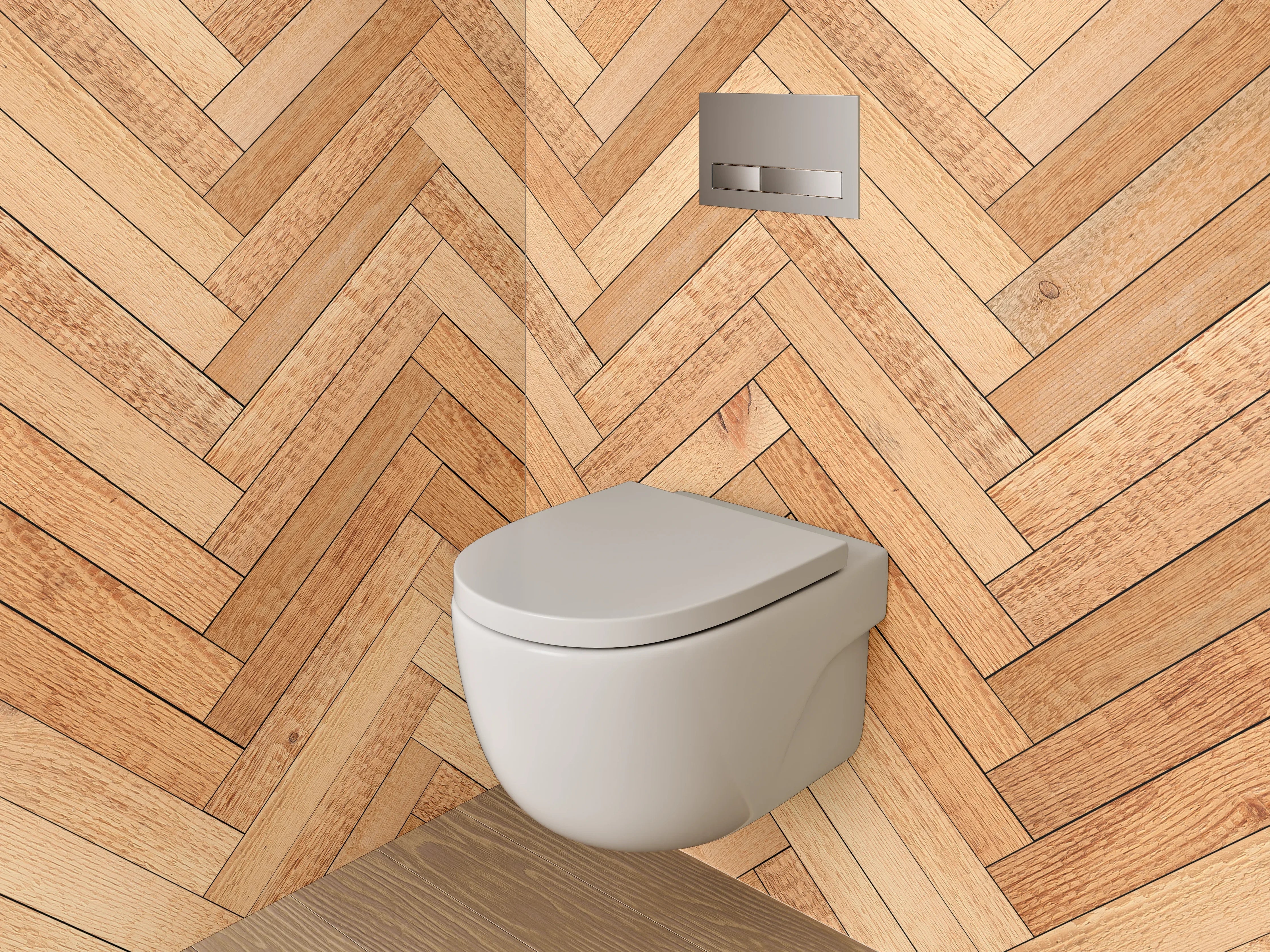 WC-Rückwand - Fischgrät Holz Muster Fliesenoptik