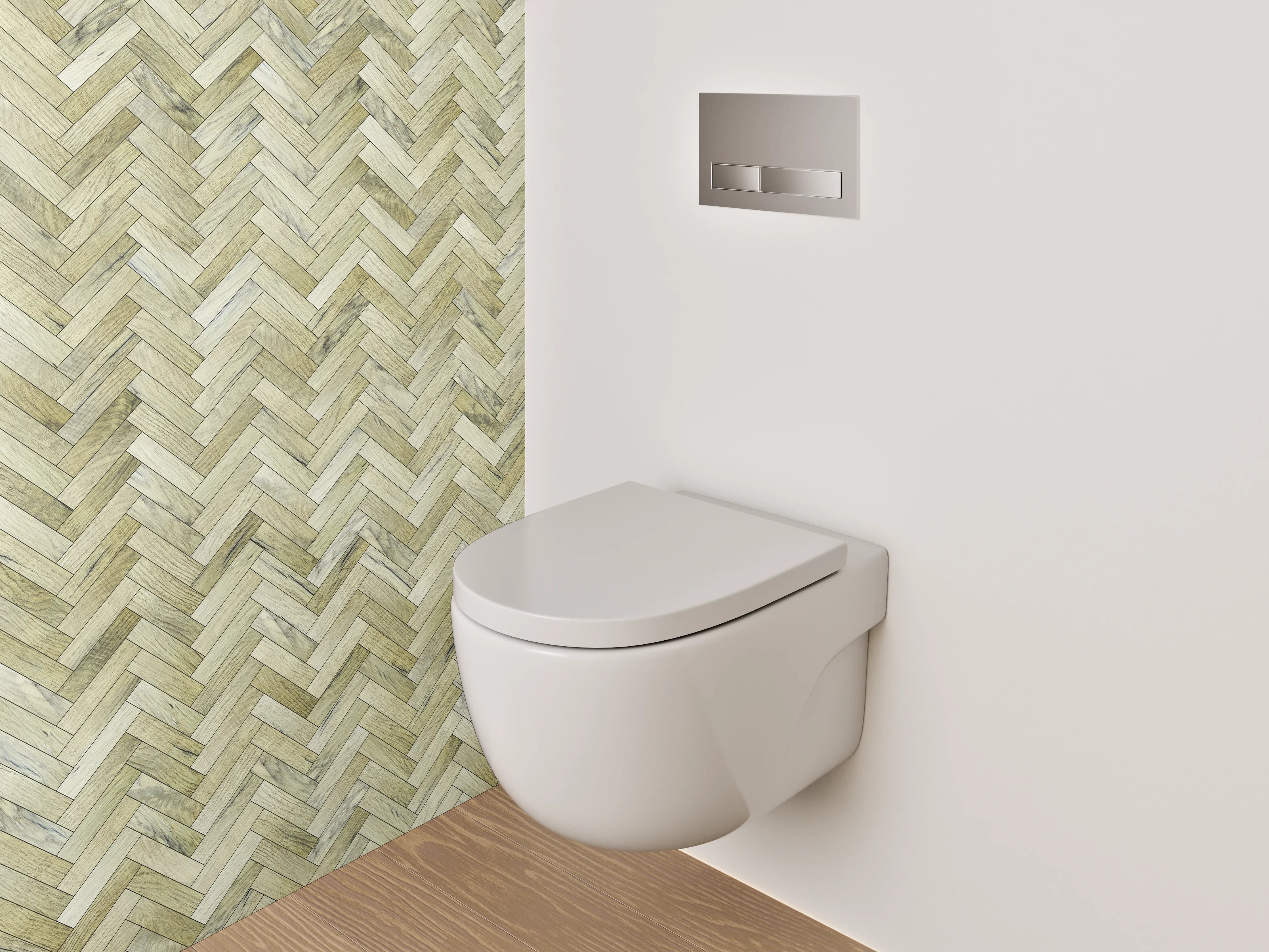WC-Rückwand - Fischgrätenmuster Mosaik Steinoptik Beige