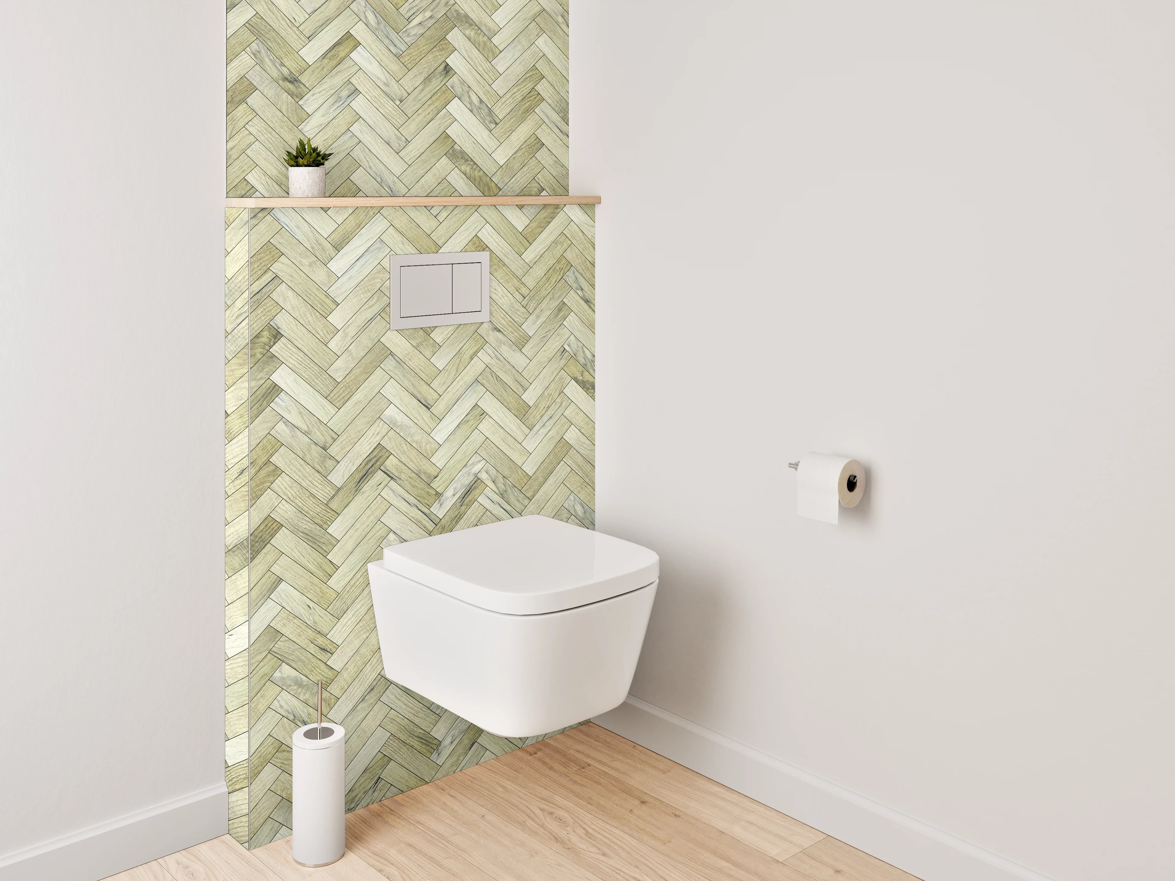 WC-Rückwand - Fischgrätenmuster Mosaik Steinoptik Beige