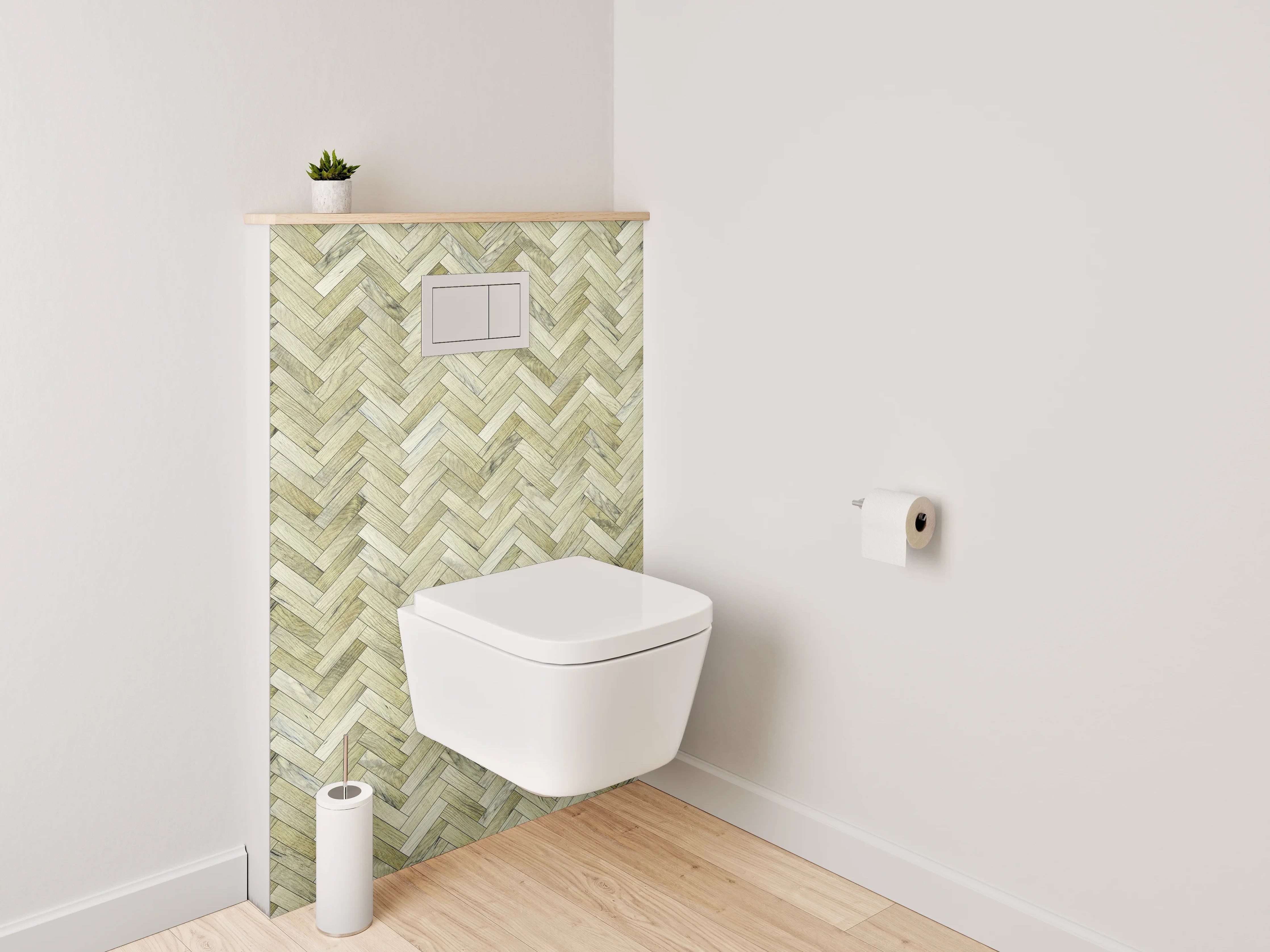 WC-Rückwand - Fischgrätenmuster Mosaik Steinoptik Beige