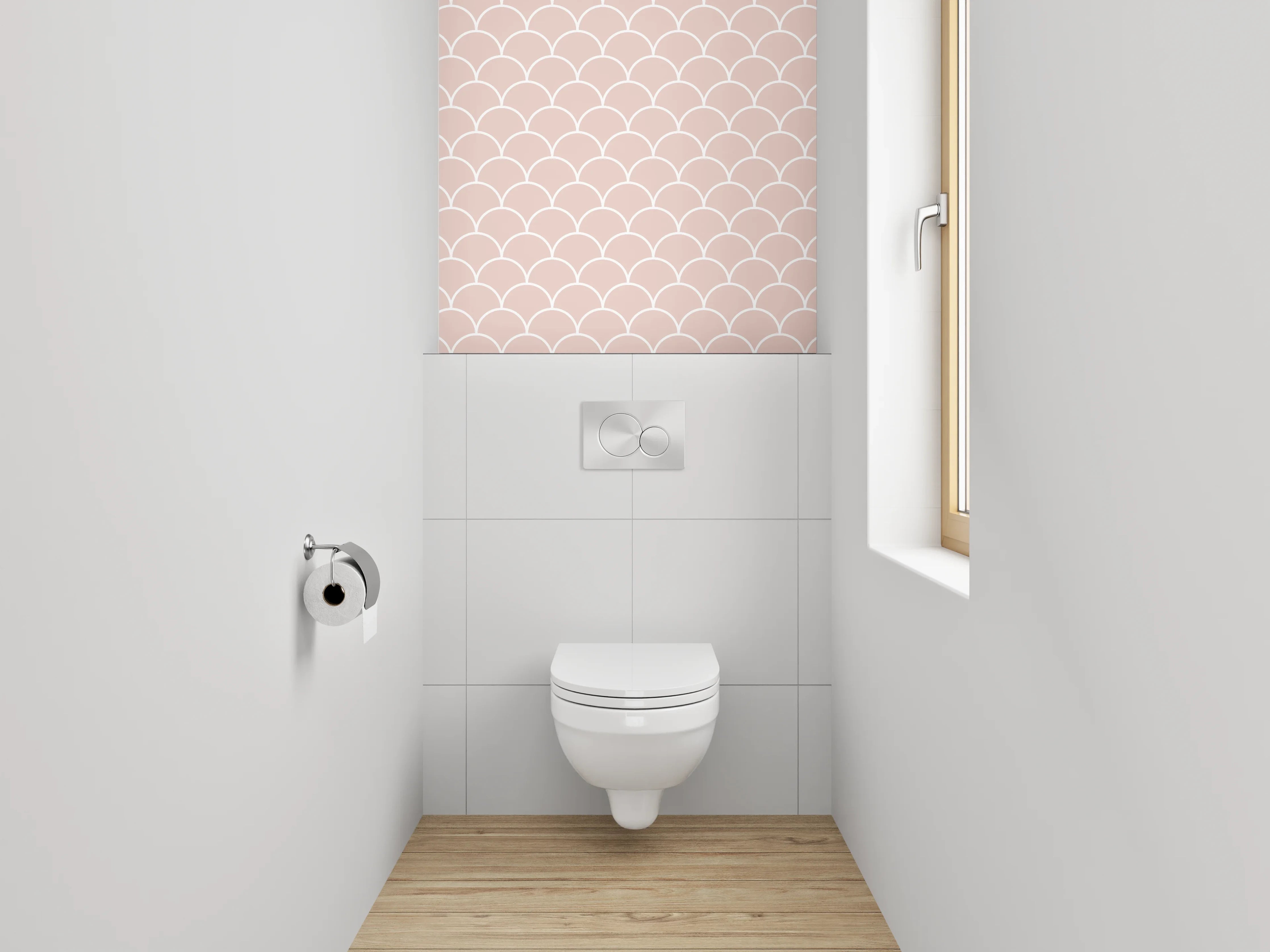 WC-Rückwand - Fischschuppen Muster Pastellrosa