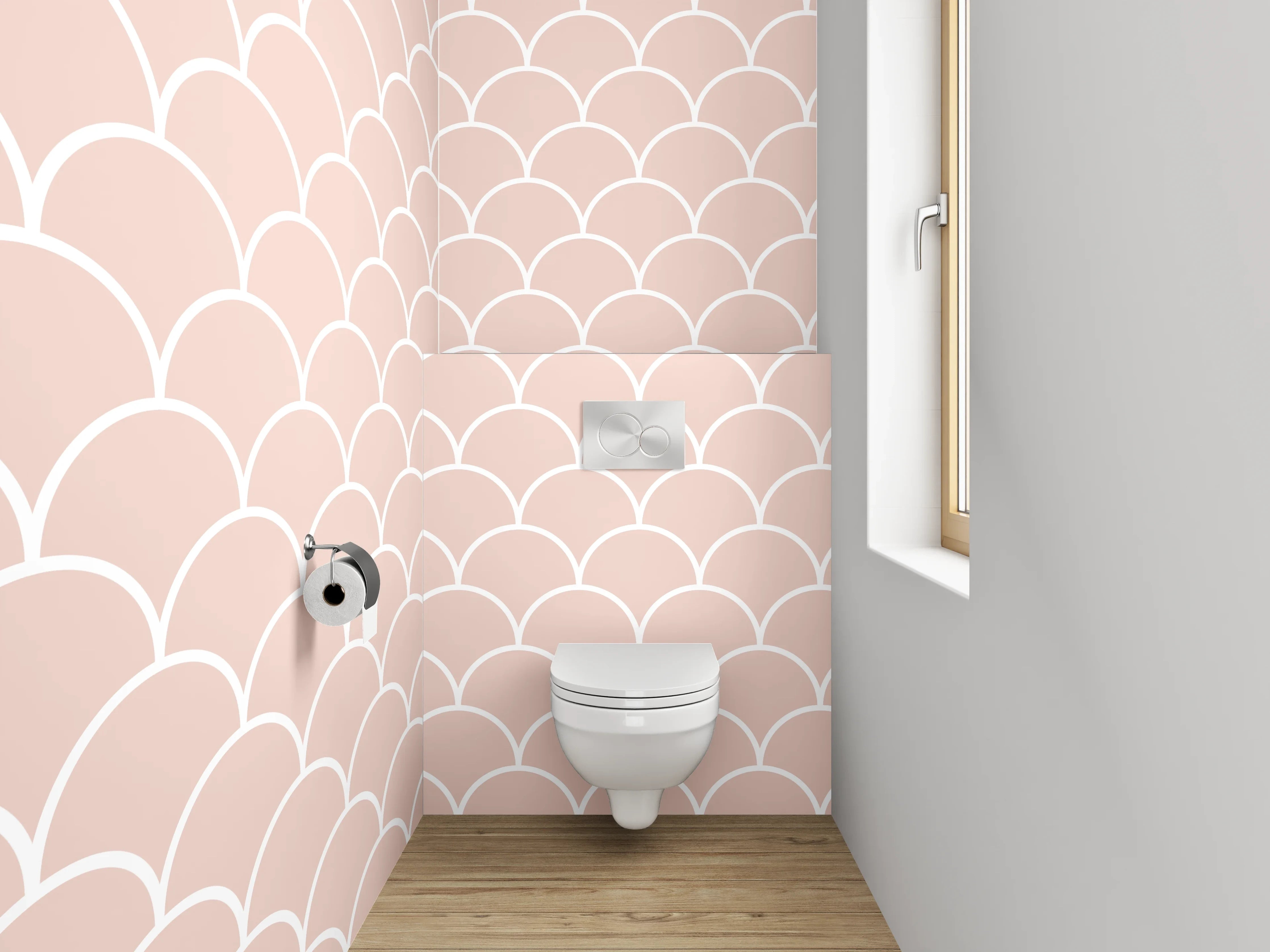 WC-Rückwand - Fischschuppen Muster Pastellrosa