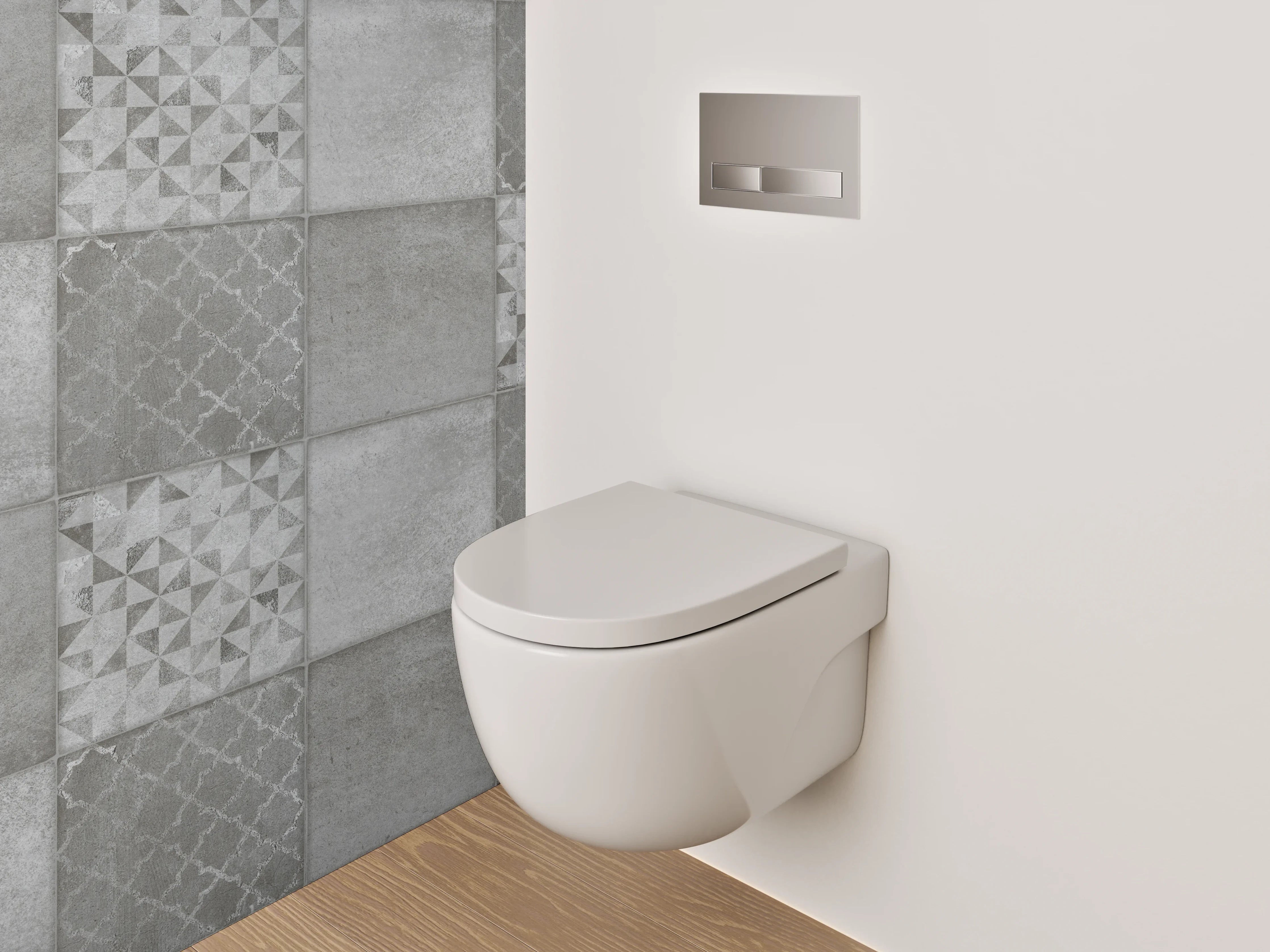 WC-Rückwand - Fliesenmuster Grau Weiß Mosaik